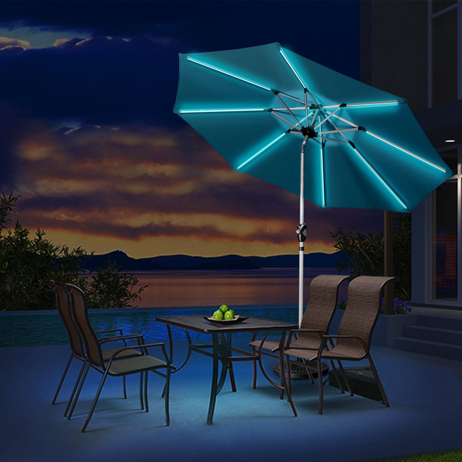 Coggeshall Led Lighted Market Umbrellas For Trendy Hawkinge 9' Market Umbrella (View 8 of 20)