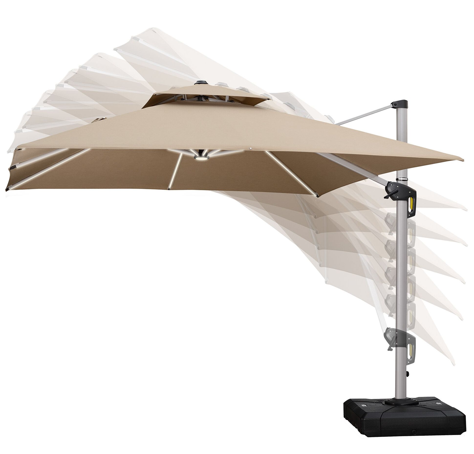 Desmond  Rectangular Cantilever Umbrellas Within Well Known Dermott 10' Square Cantilever Umbrella (Photo 5 of 20)