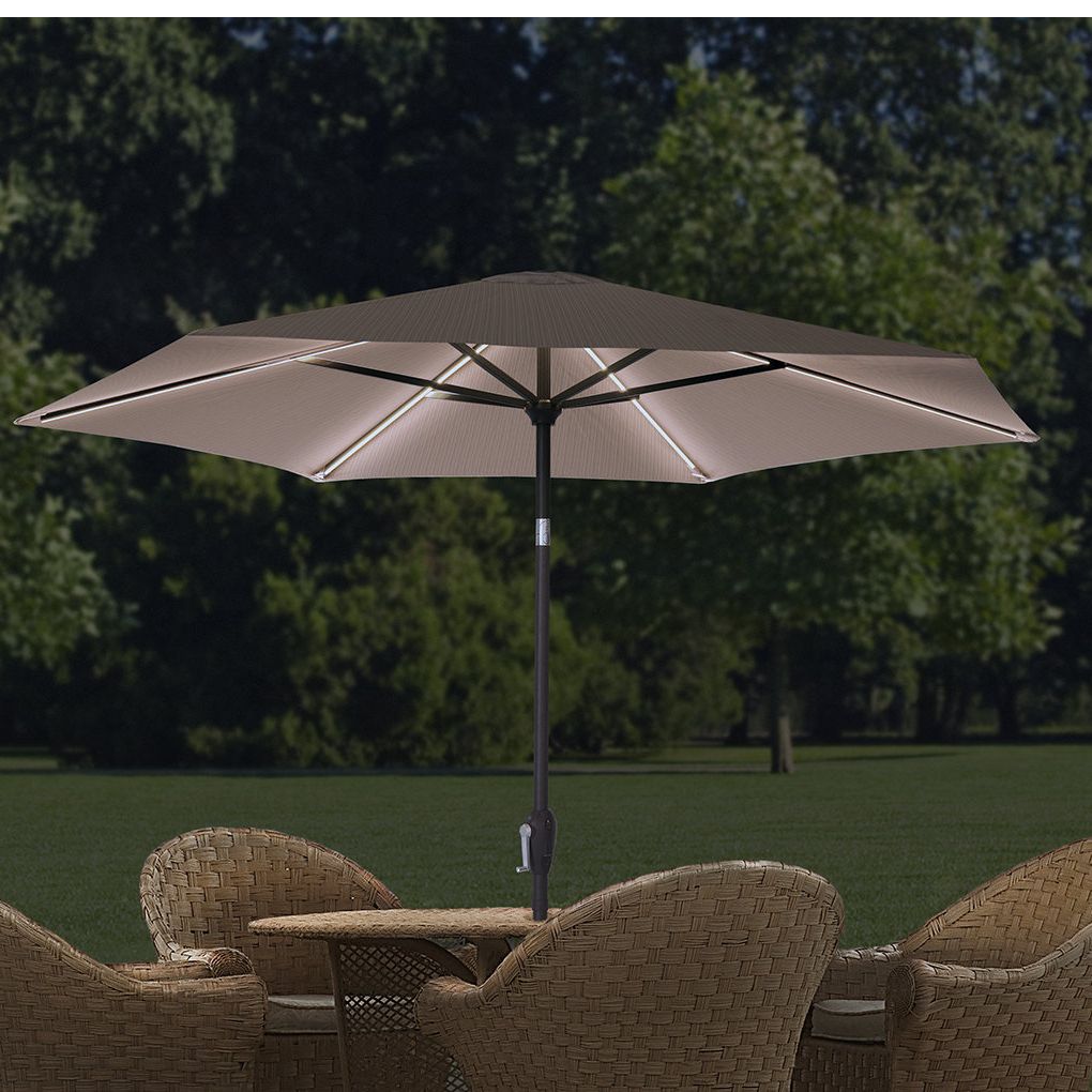 Docia Market Umbrellas For Widely Used 9 Ft. Led Hexagonal Market Umbrella (Photo 13 of 20)