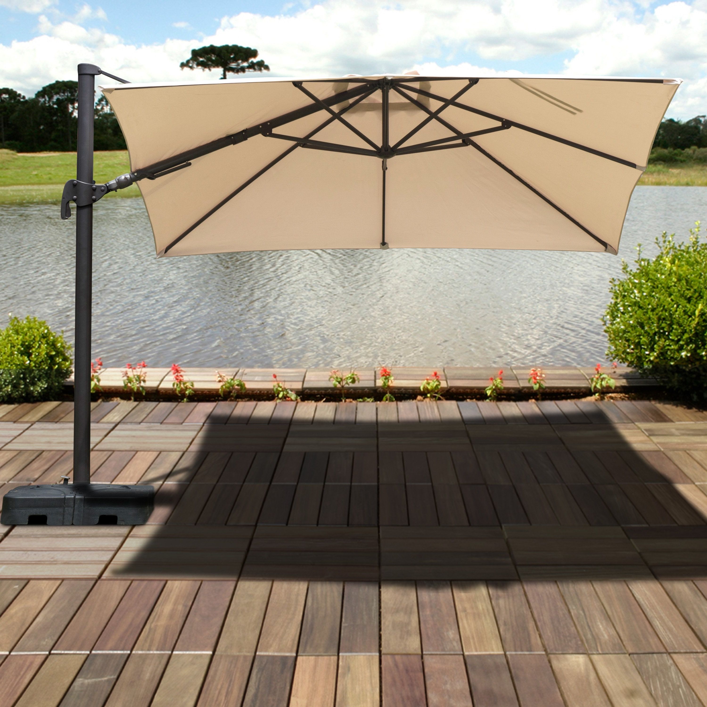 Gemmenne 10' Square Cantilever Umbrella With Regard To Well Liked Tallulah Sunshade Hanging Outdoor Cantilever Umbrellas (View 18 of 20)