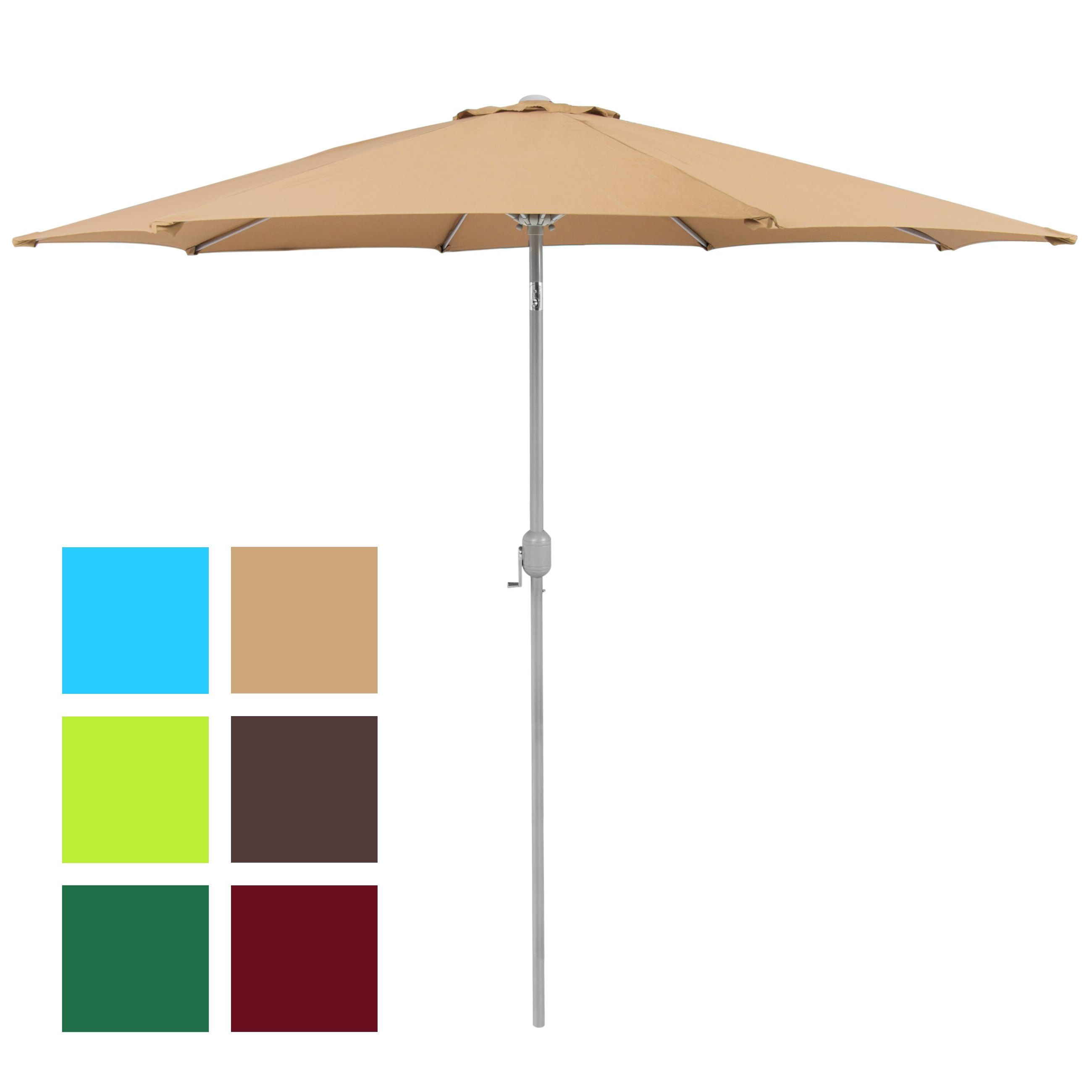 Market Umbrellas Regarding Best And Newest Patio Umbrella 9' Aluminum Patio Market Umbrella Tilt W/ Crank Outdoor Tan (View 8 of 20)