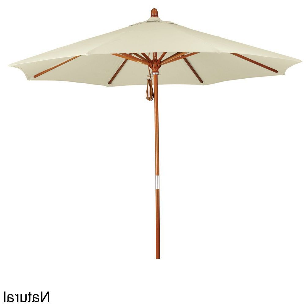 Stacy Market Umbrellas With Newest California Umbrella 9' Round Marenti Wood Frame Market Umbrella (View 7 of 20)