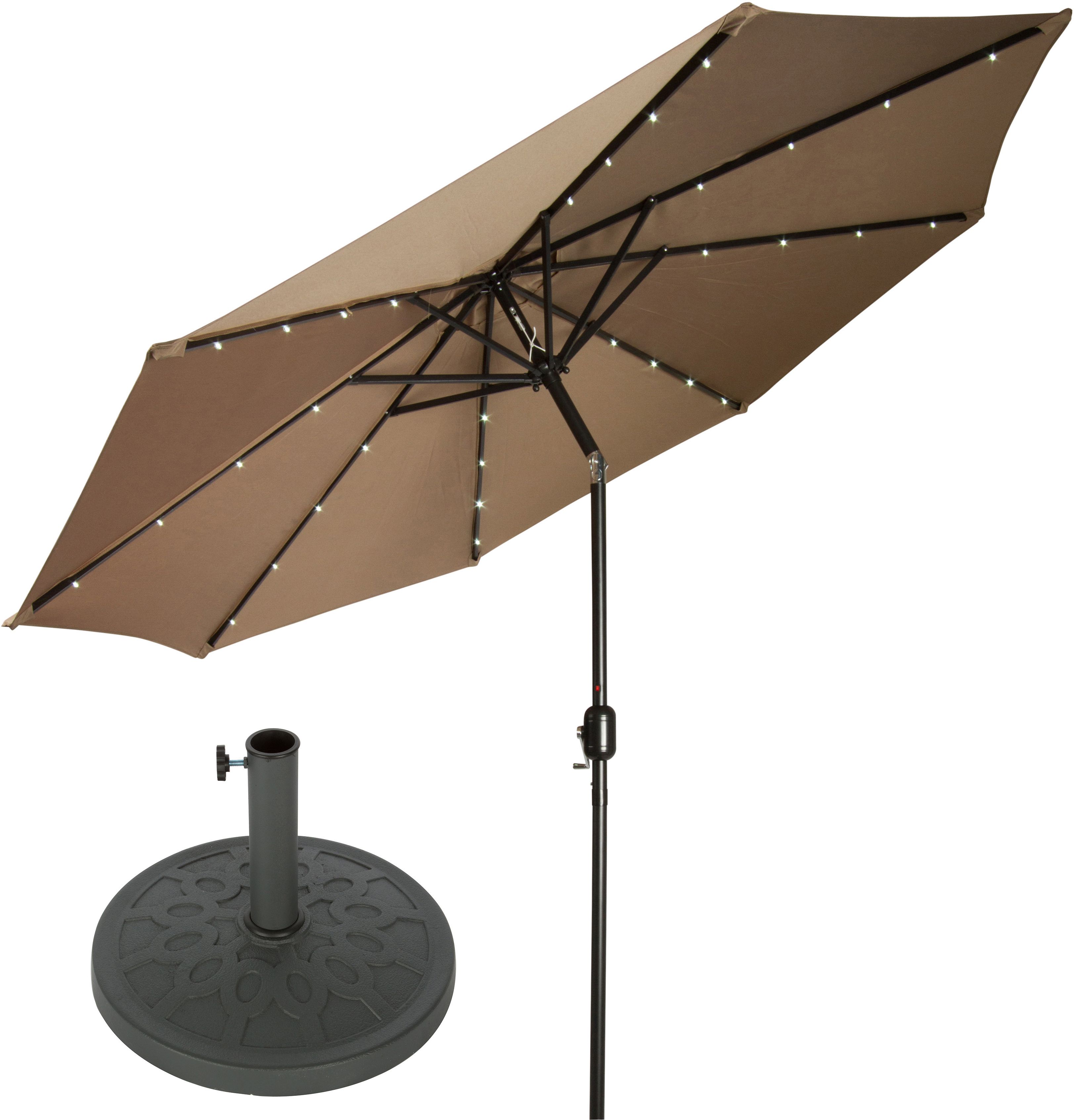 Well Known Herlinda Solar Lighted Market Umbrellas Within Branscum 9' Lighted Umbrella (View 6 of 20)