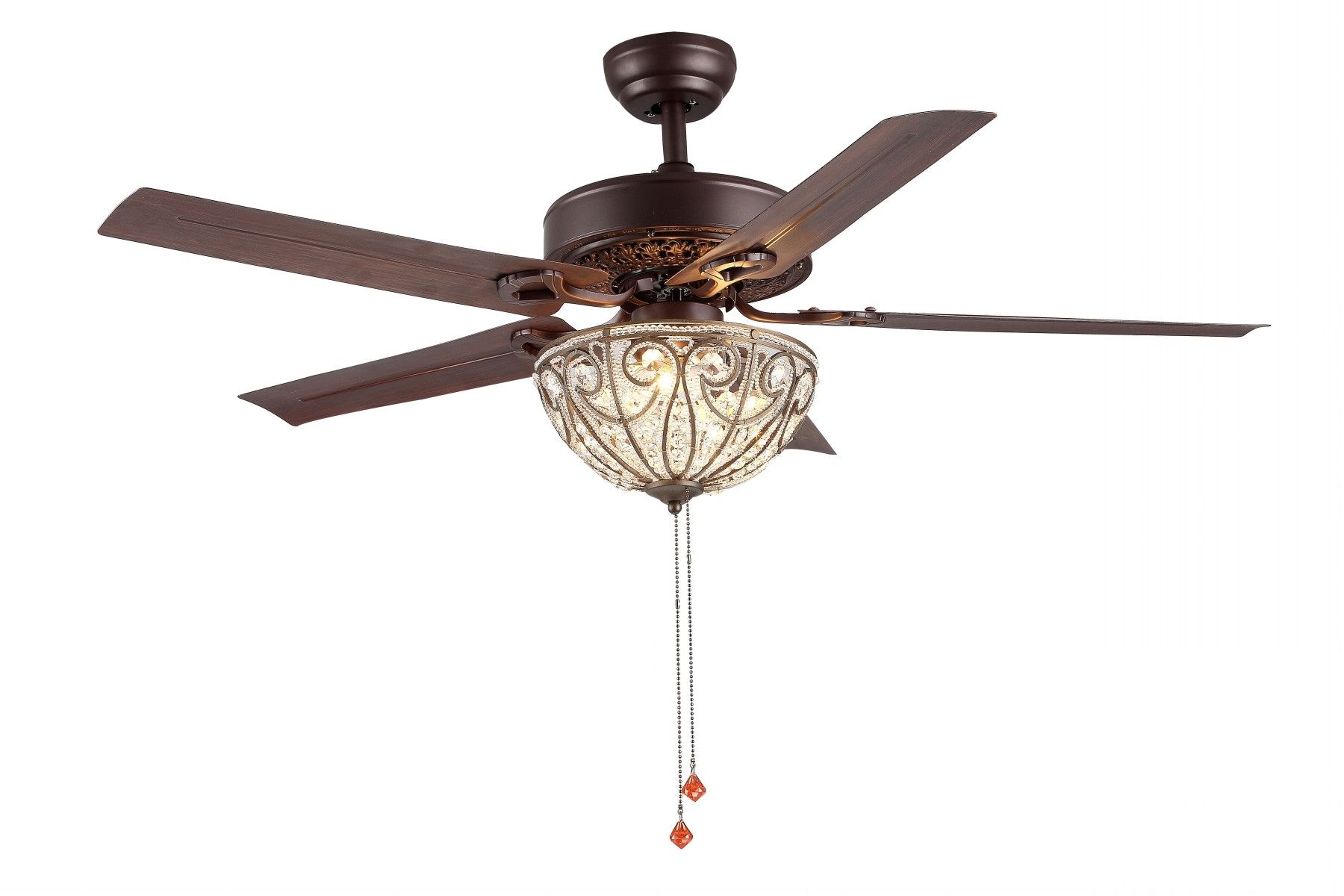 48" Transitional Crystal Led Ceiling Fan With Remote, 5 Throughout Famous Caged Crystal 5 Blade Ceiling Fans (Photo 20 of 20)