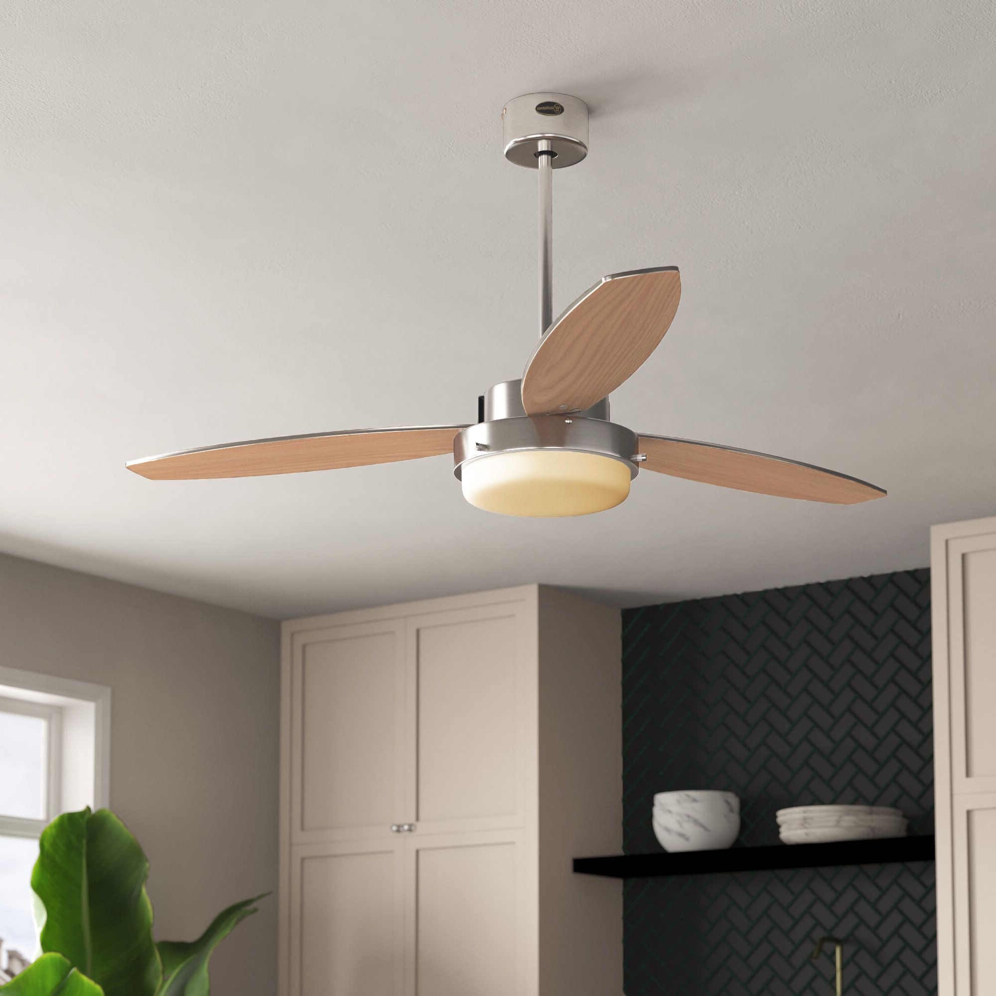 52" Corsa Two Light Reversible Plywood 3 Blade Ceiling Fan, Light Kit  Included Pertaining To Preferred Corsa 3 Blade Ceiling Fans (View 7 of 20)