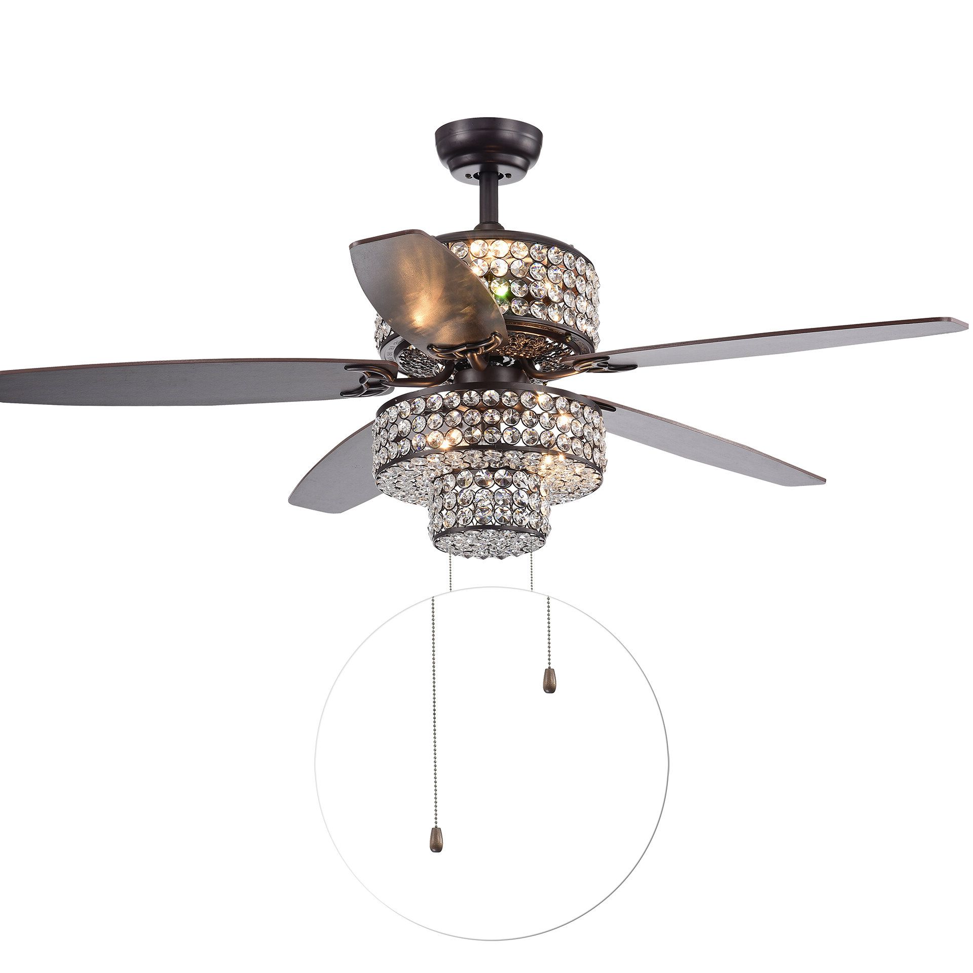 52" Gagnon 5 Blade Ceiling Fan With Remote, Light Kit Included With Well Known Tibuh Punched Metal Crystal 5 Blade Ceiling Fans With Remote (Photo 9 of 20)