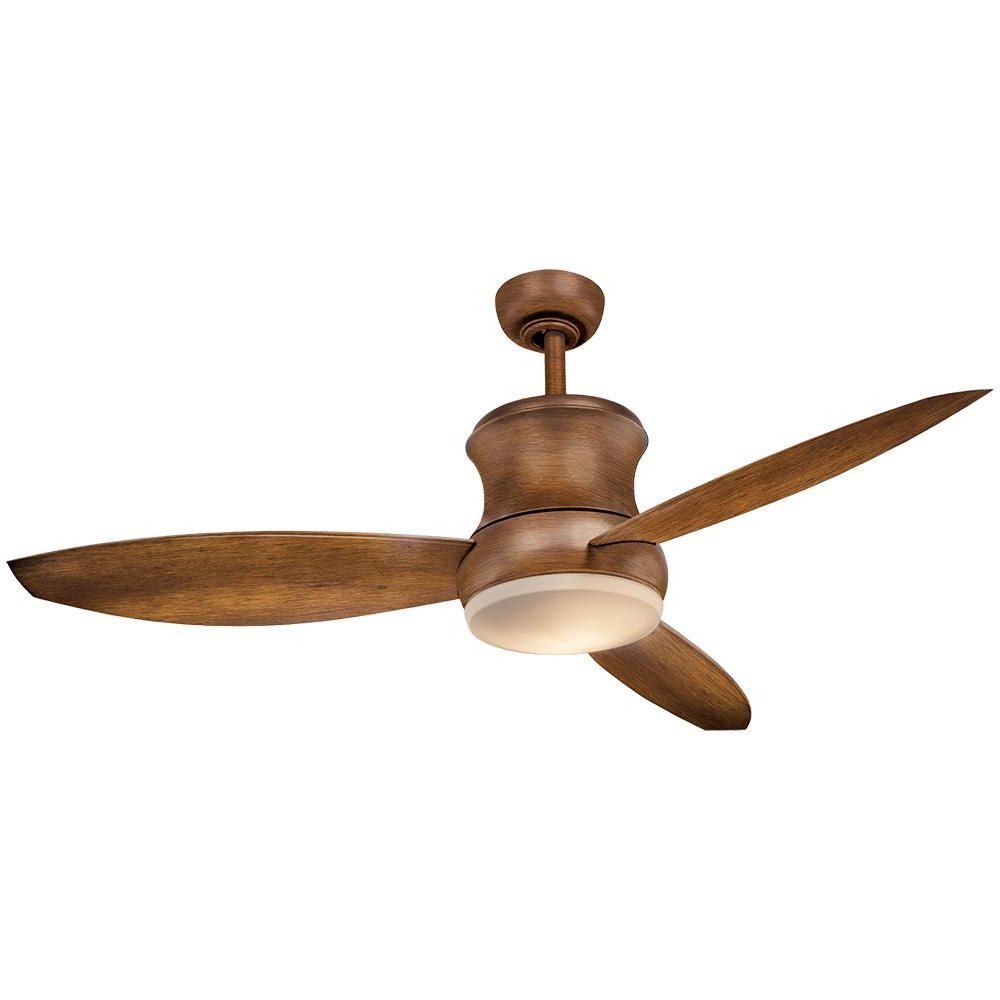 Aire A Minka Group Design Hi Wind 52 In. Indoor Led Distressed Koa Ceiling  Fan With Remote Control For Most Recently Released Concept Ii 3 Blade Led Ceiling Fans With Remote (Photo 8 of 20)