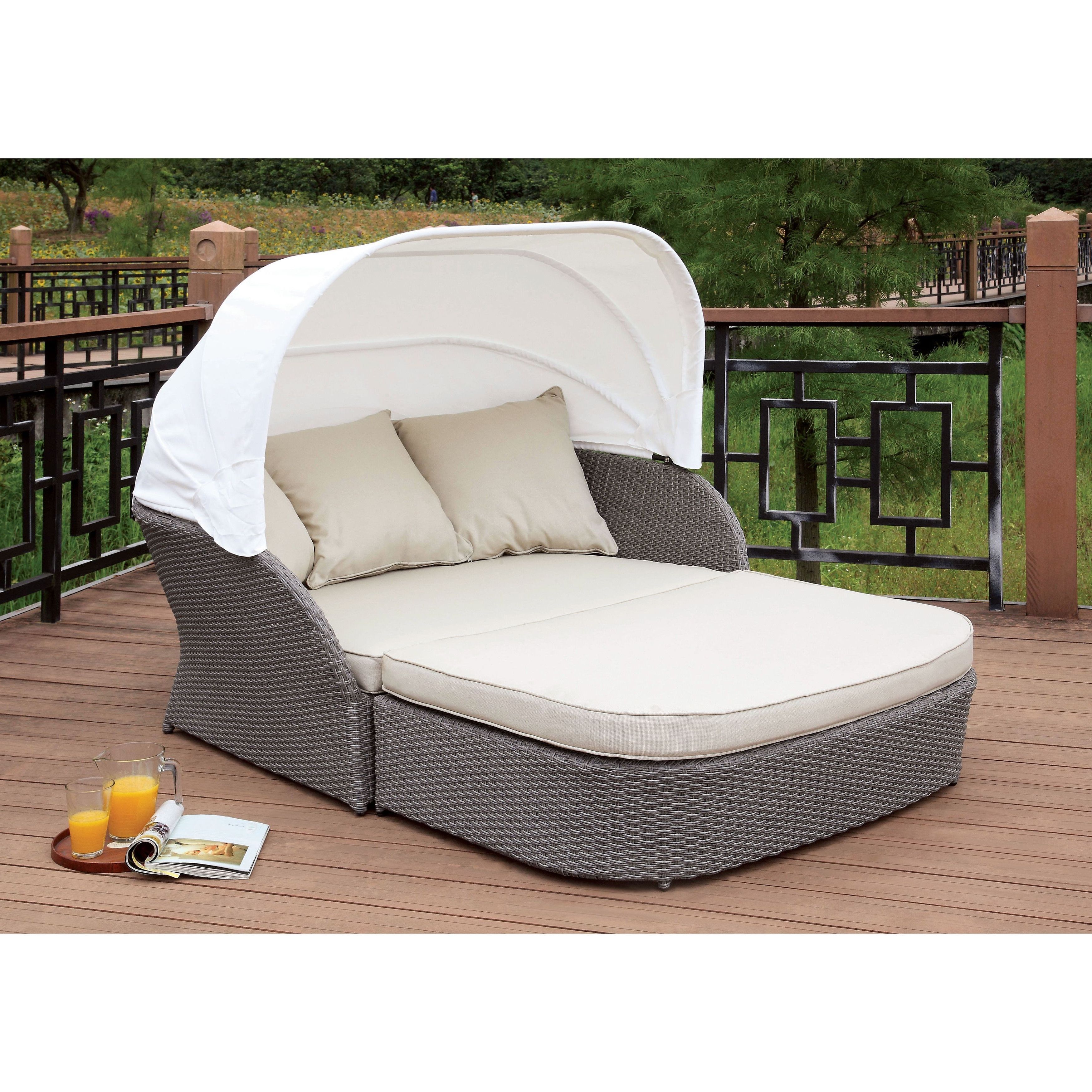 Best And Newest Harlow Patio Daybeds With Cushions In Viena Contemporary Grey Patio 2 Piece Canopy Bedfoa (View 10 of 20)