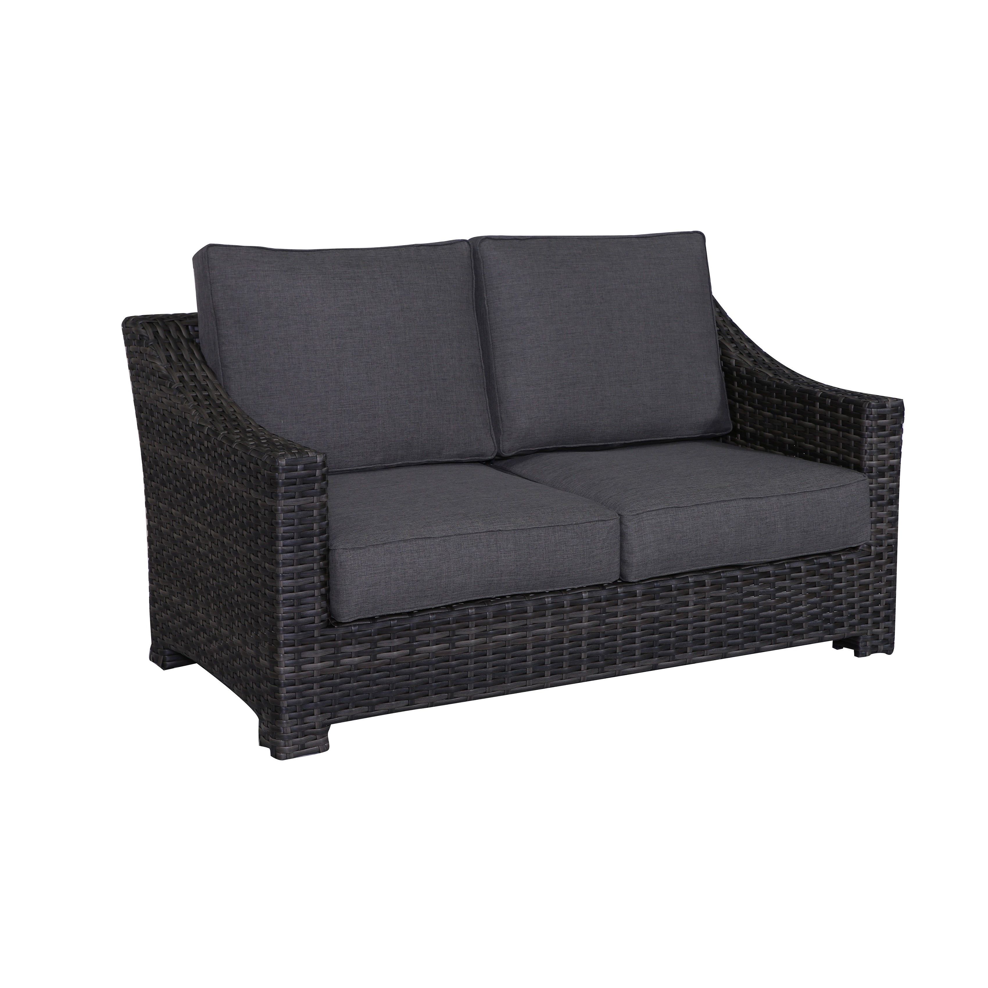 Bora Bora Grey Wicker Rattan Loveseat With Olefin Cushion Within Most Popular Baltic Loveseats With Cushions (View 20 of 25)