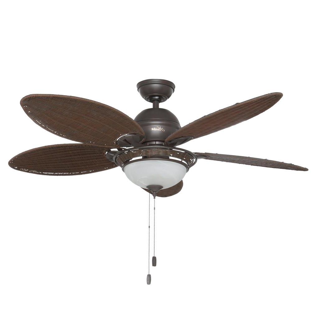 Caribbean Breeze 5 Blade Ceiling Fans Regarding Fashionable Hunter Caribbean Breeze 54 In. Indoor Weathered Bronze Ceiling Fan With  Light Kit (Photo 2 of 20)