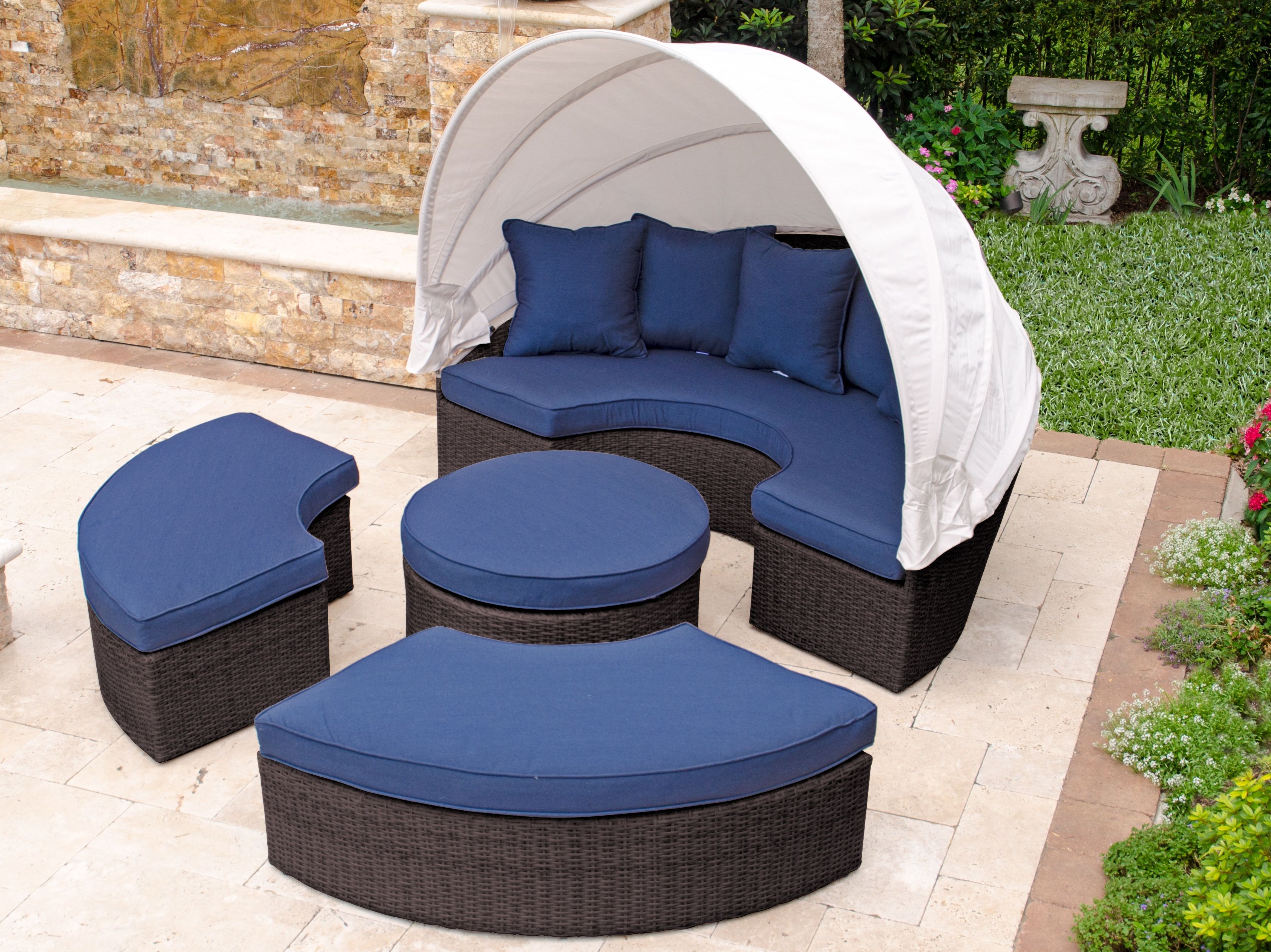 Current Behling Canopy Patio Daybeds With Cushions Pertaining To Furniture: Cool Patio Daybed With Alluring Cushions For (Photo 11 of 25)