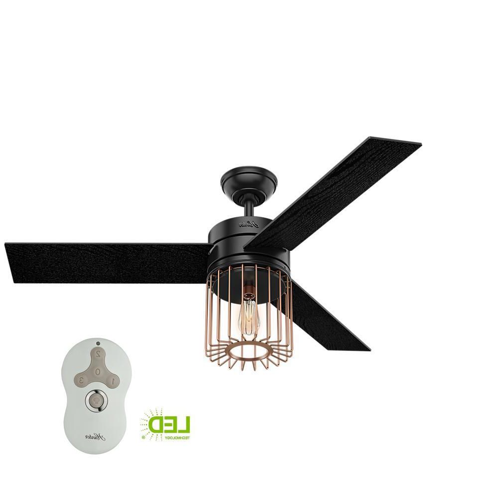 Current Hunter Ronan 52 In. Led Indoor Matte Black Ceiling Fan With Light Pertaining To Ronan 3 Blade Ceiling Fans (Photo 2 of 20)