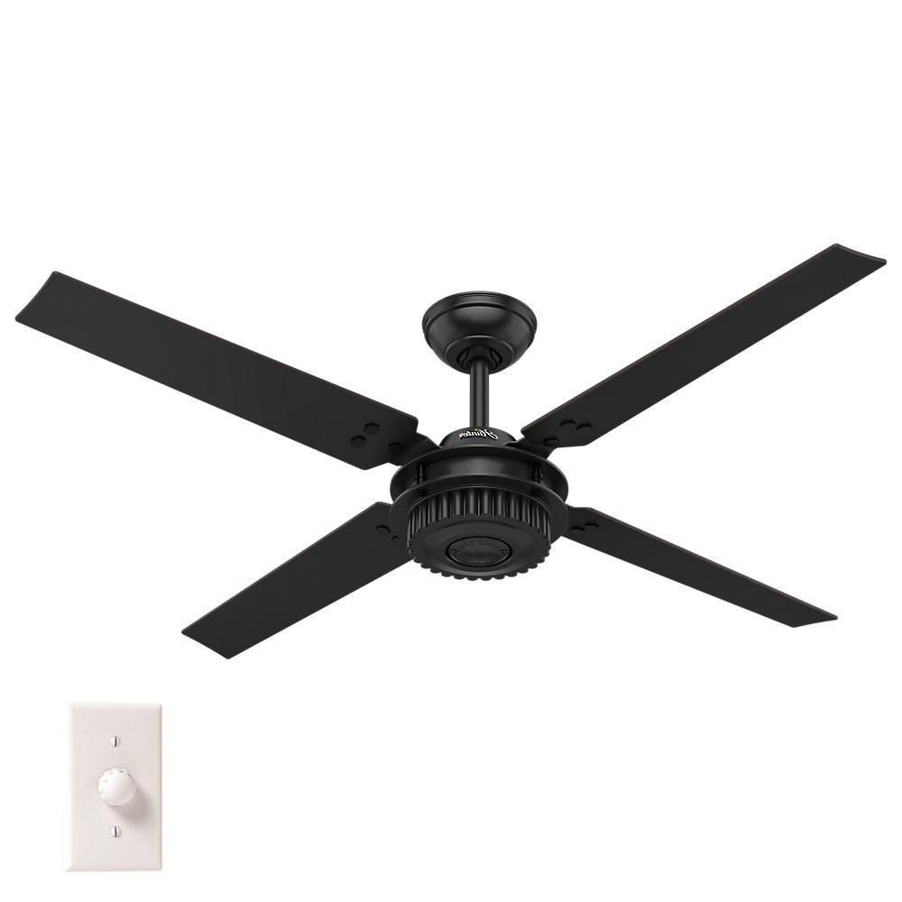 Current Sea Wind 5 Blade Ceiling Fans Throughout Hunter Chronicle 54 In. Indoor/outdoor Matte Black Ceiling Fan With Wall  Control (Photo 17 of 20)