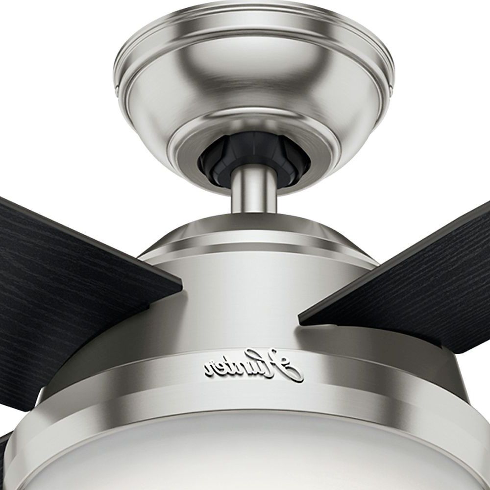 Dempsey 4 Blade Ceiling Fans Inside Most Up To Date Hunter 59245 44 In. Dempsey Brushed Nickel Ceiling Fan With Light And Remote (Photo 19 of 20)
