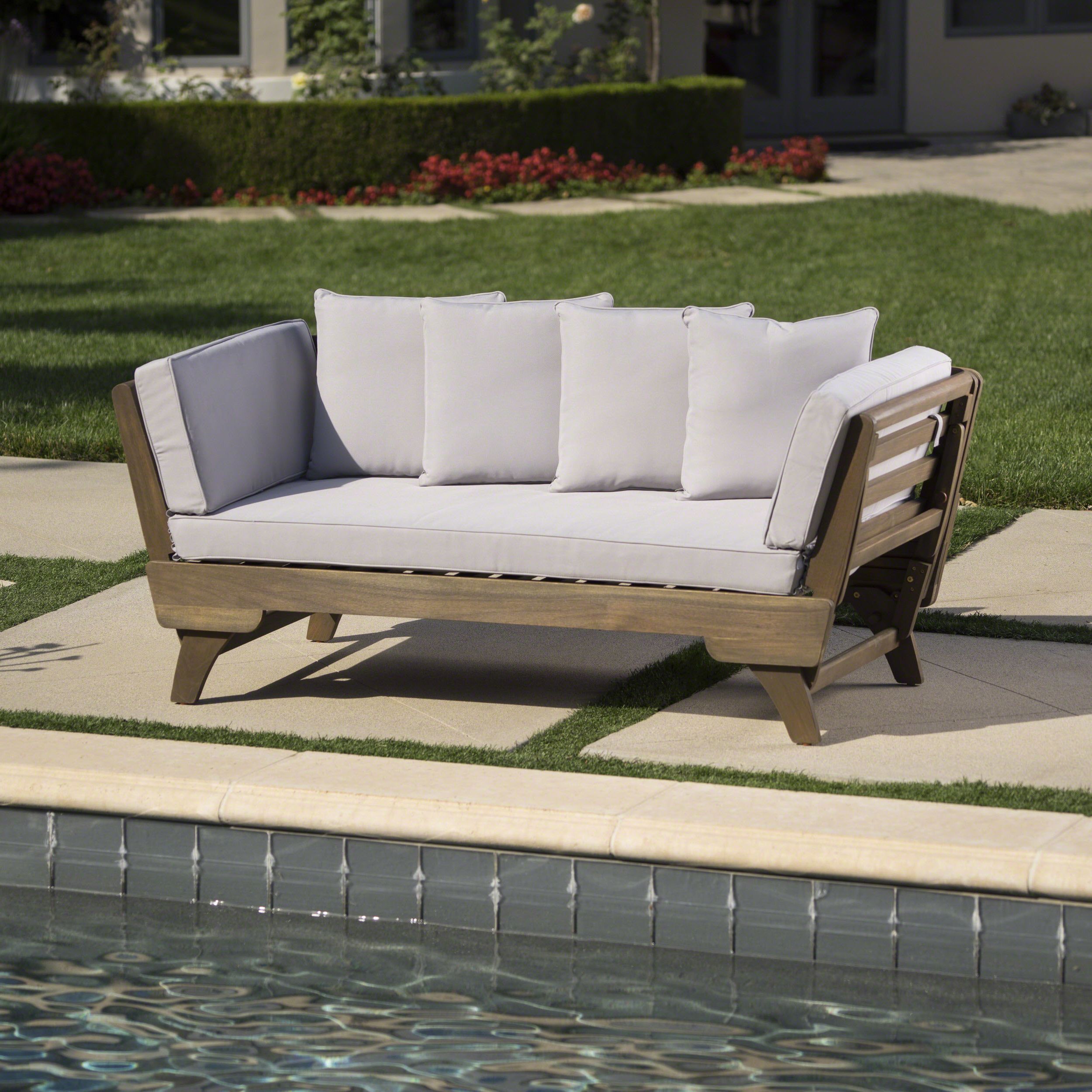 Ellanti Teak Patio Daybed With Cushions For Best And Newest Ellanti Teak Patio Daybeds With Cushions (View 1 of 20)