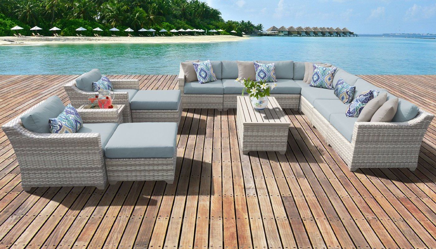 Falmouth Patio Sofas With Cushions Regarding Most Current Falmouth 7 Piece Sectional Seating Group With Cushions (View 8 of 20)