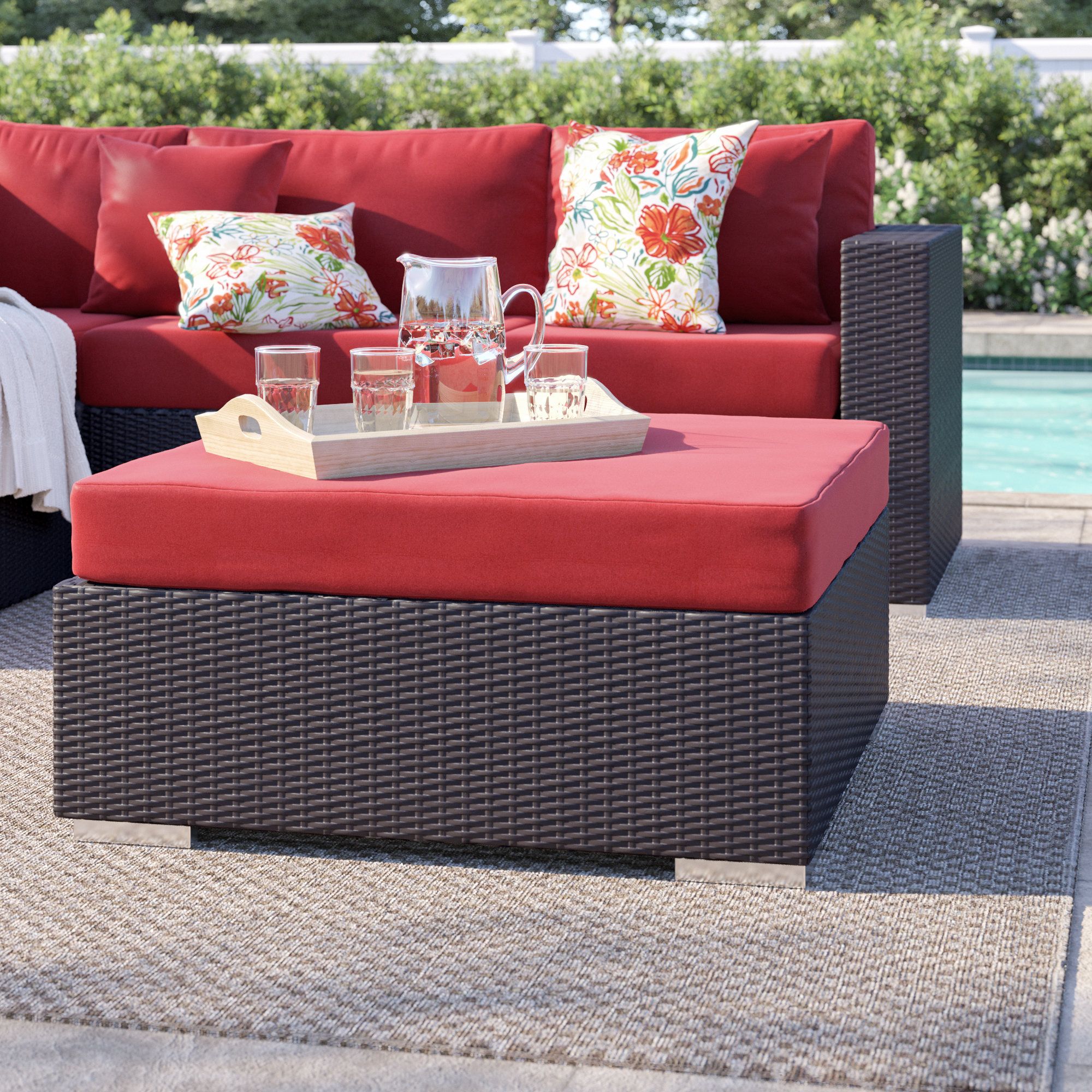 Famous Brentwood Patio Sofas With Cushions For Brentwood Outdoor Ottoman With Cushion (View 10 of 18)