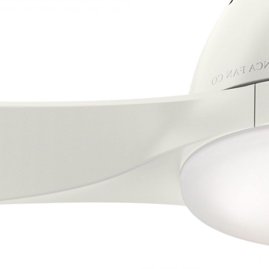 Fashionable Casablanca 59284 Wisp 1 Led Light 52 Inch Ceiling Fan In Fresh White With 3  Fresh White Blade And Cased White Glass With Wisp 3 Blade Led Ceiling Fans (Photo 16 of 20)