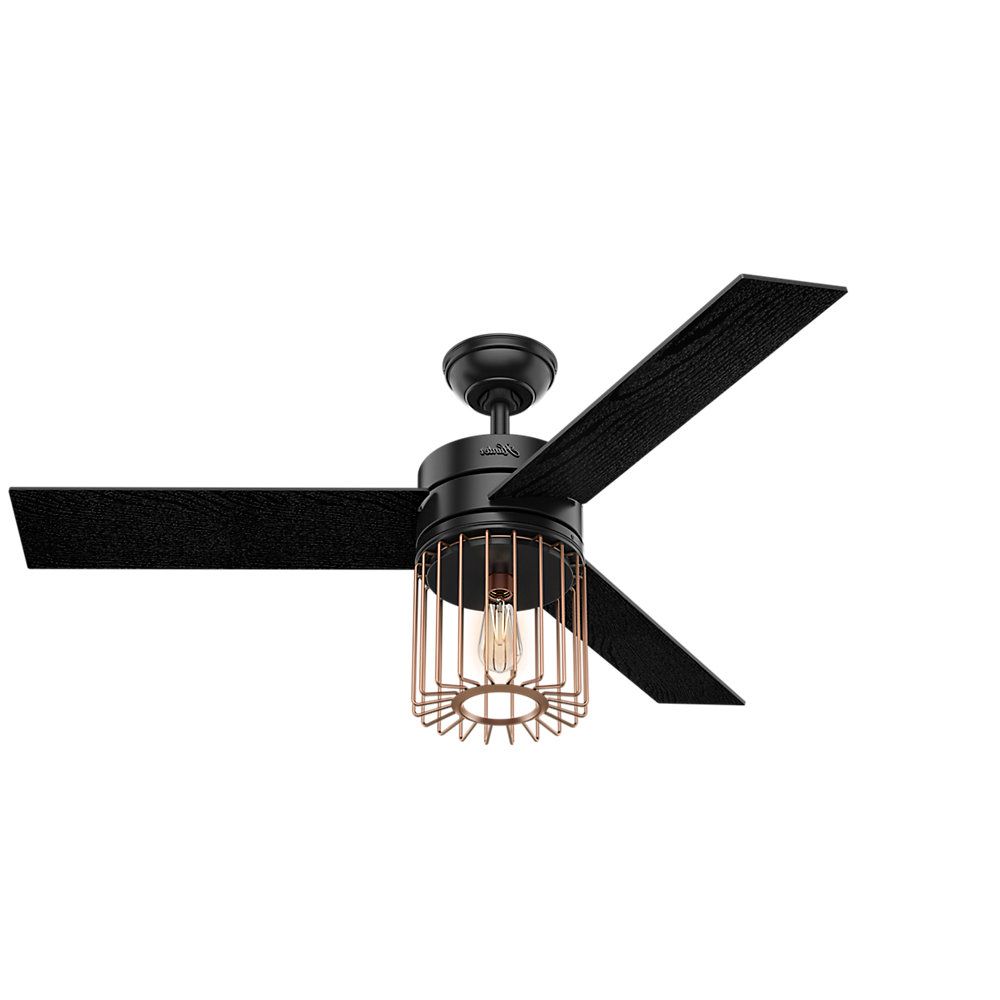 Fashionable Cranbrook 4 Blade Ceiling Fans Throughout 52" Ronan 3 Blade Ceiling Fan With Remote, Light Kit Included (Photo 13 of 20)