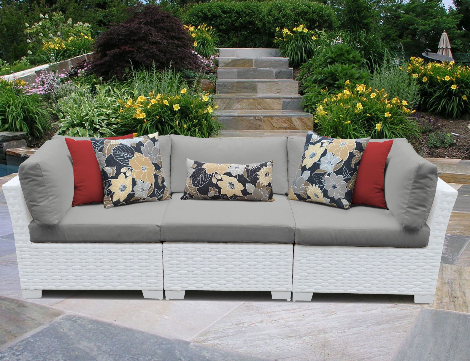 Fashionable Newbury Patio Sofas With Cushions Regarding Monaco Patio Sofa With Cushions (View 8 of 20)