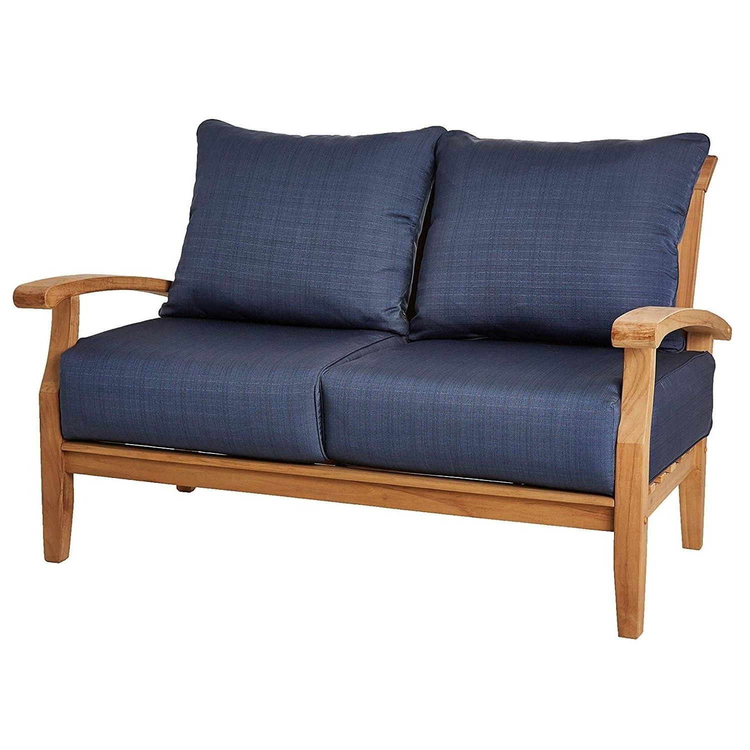 Havenside Home Leon Teak Patio Loveseat With Cushion Inside Popular Montford Teak Loveseats With Cushions (View 20 of 20)