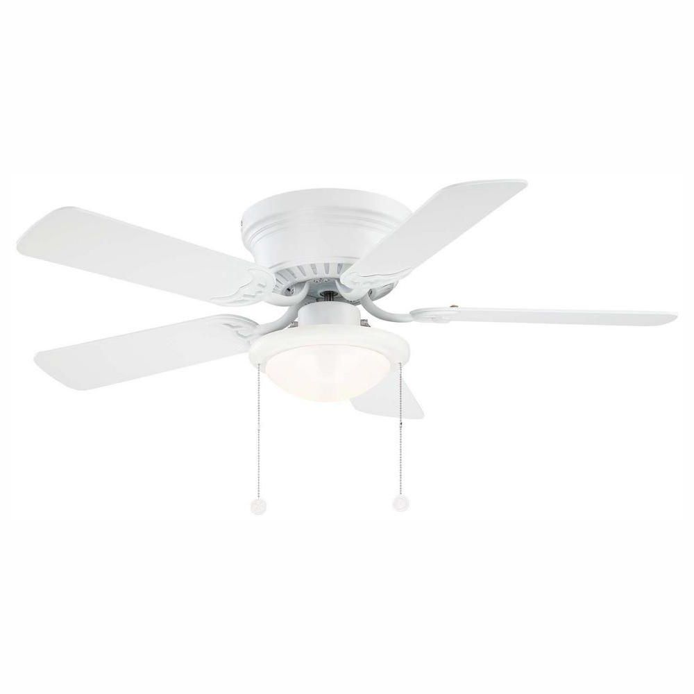 Hunter Low Profile 5 Blade Ceiling Fans Inside Most Popular Details About Ceiling Fan With Light Kit Led 5 Reversible Blades Low  Profile Matte White 44" (Photo 19 of 20)