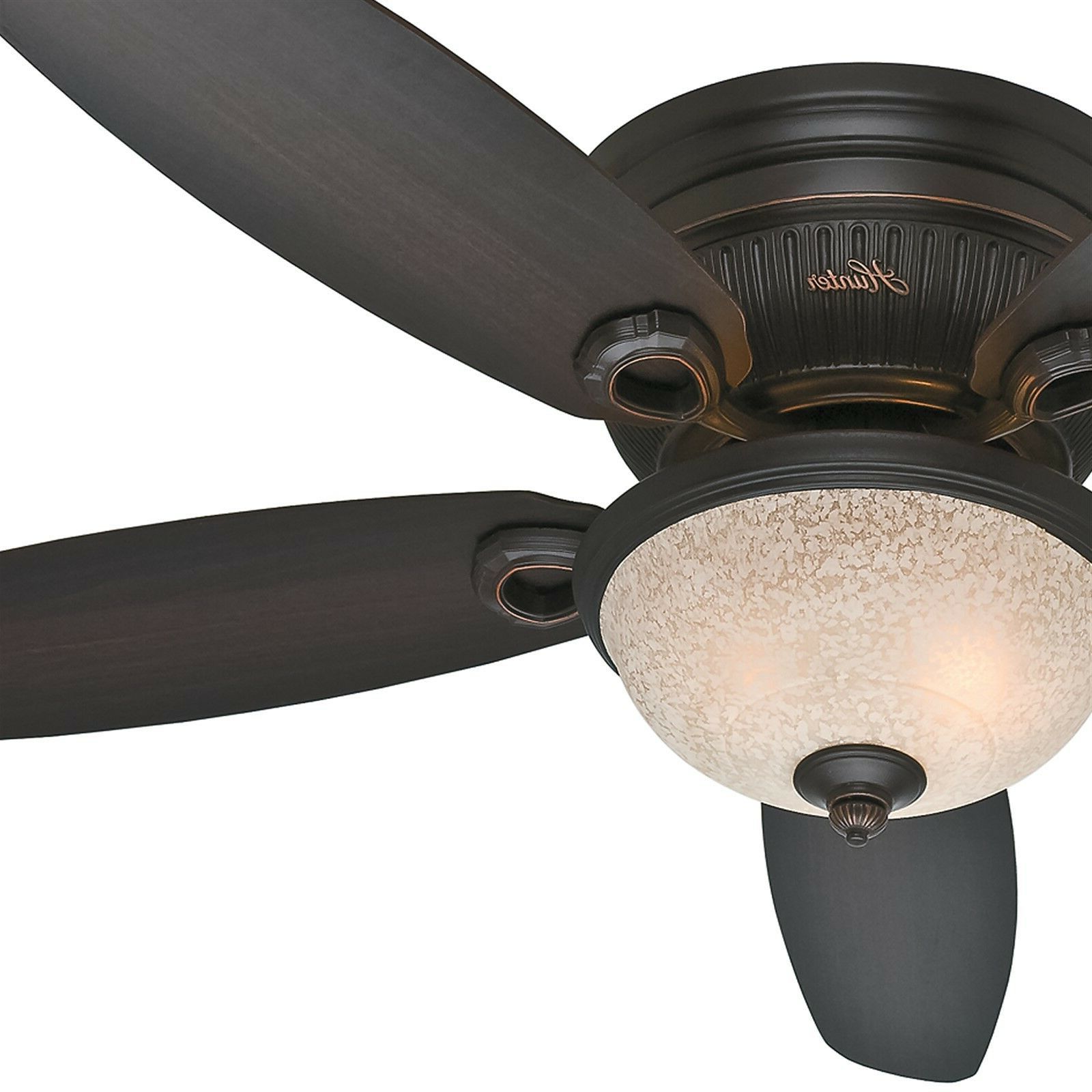 Hunter Low Profile 5 Blade Ceiling Fans Intended For 2020 Details About Hunter 52" Low Profile Ceiling Fan With Bowl Light Kit In  Onyx Bengal, 5 Blade (View 11 of 20)