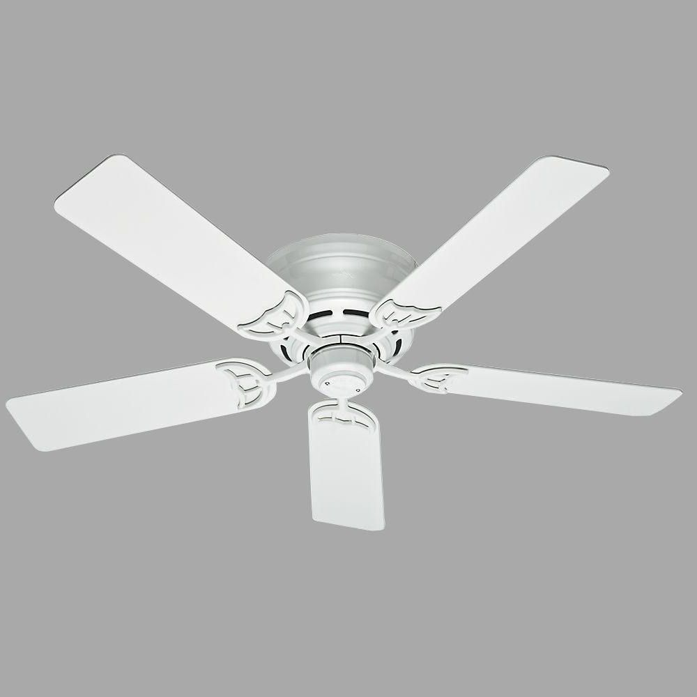 Hunter Low Profile 5 Blade Ceiling Fans Intended For Recent Details About Hunter Ceiling Fan 52 In Low Profile Indoor White 5 Blade  3 Speed Quiet 137 Rpm (View 8 of 20)
