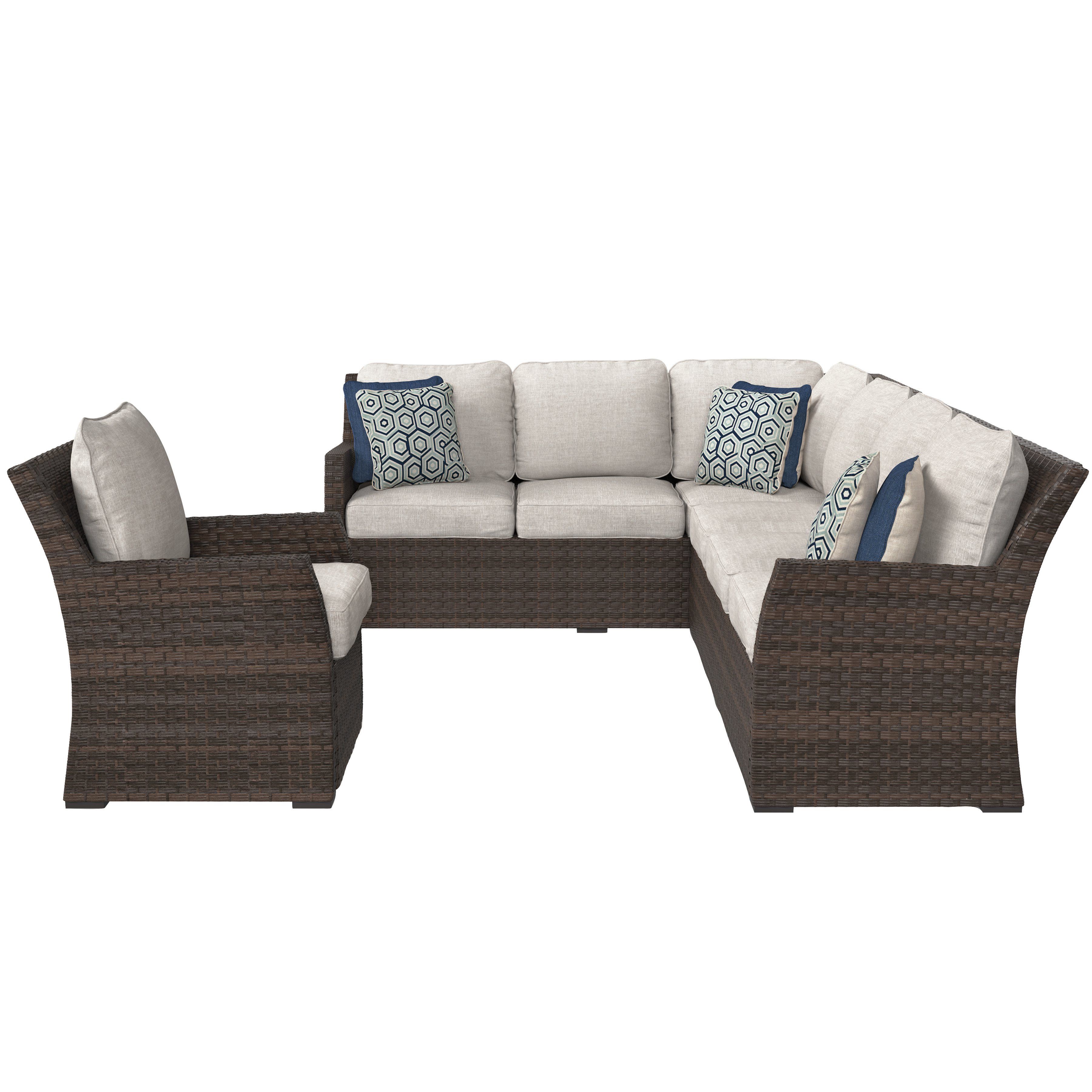 Hursey Patio Sectionals Within Widely Used Adele Patio Sectional With Cushions (View 11 of 20)