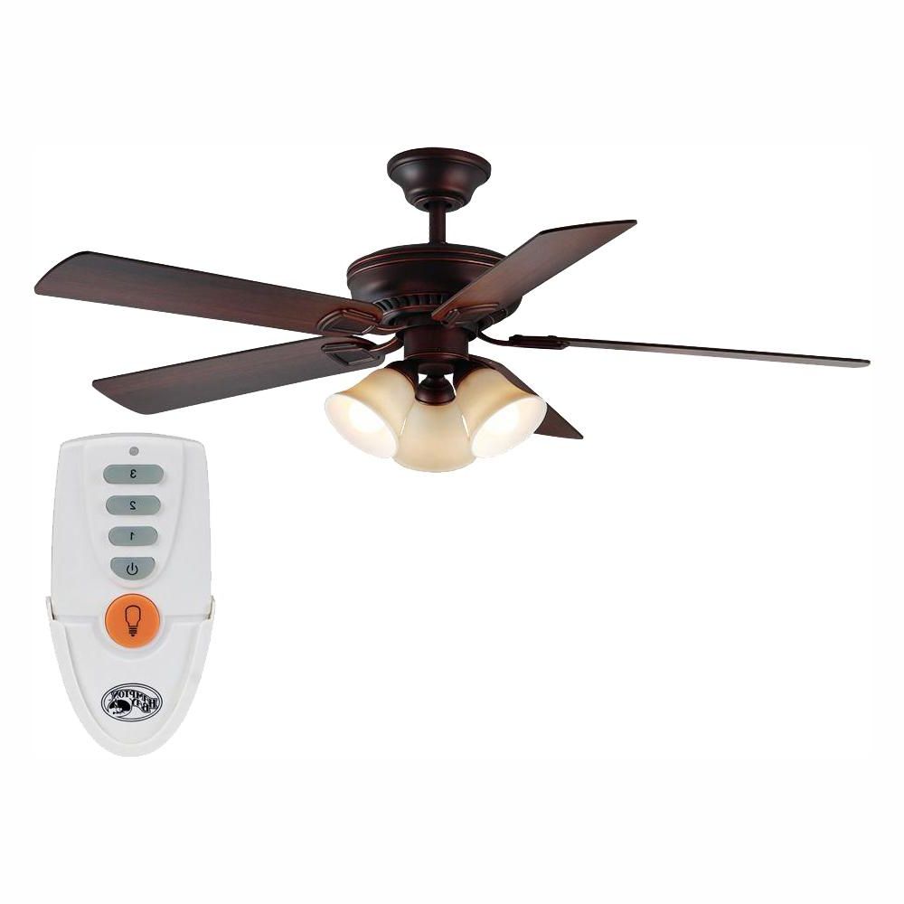 Jules 6 Blade Ceiling Fans Within Trendy Hampton Bay Campbell 52 In. Led Indoor Mediterranean Bronze Ceiling Fan  With Light Kit And Remote Control (Photo 16 of 20)