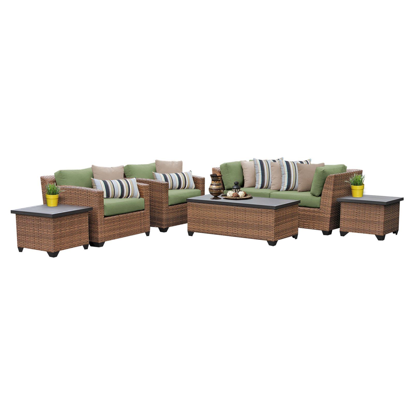 Laguna Outdoor Sofas With Cushions With Regard To Trendy Outdoor Tk Classics Laguna Wicker 7 Piece Patio Conversation (View 9 of 20)