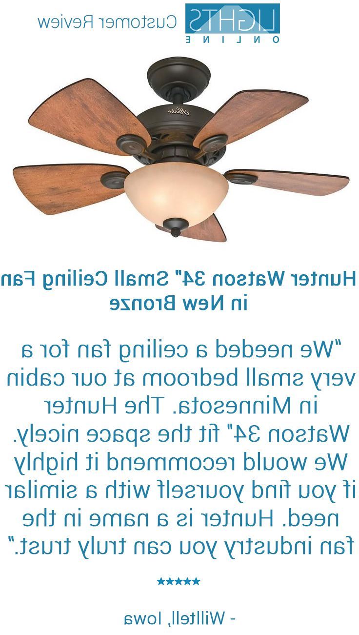 Latest Hunter Watson 34" Small Ceiling Fan In New Bronze Finish In Pertaining To Watson 5 Blade Ceiling Fans (View 12 of 20)