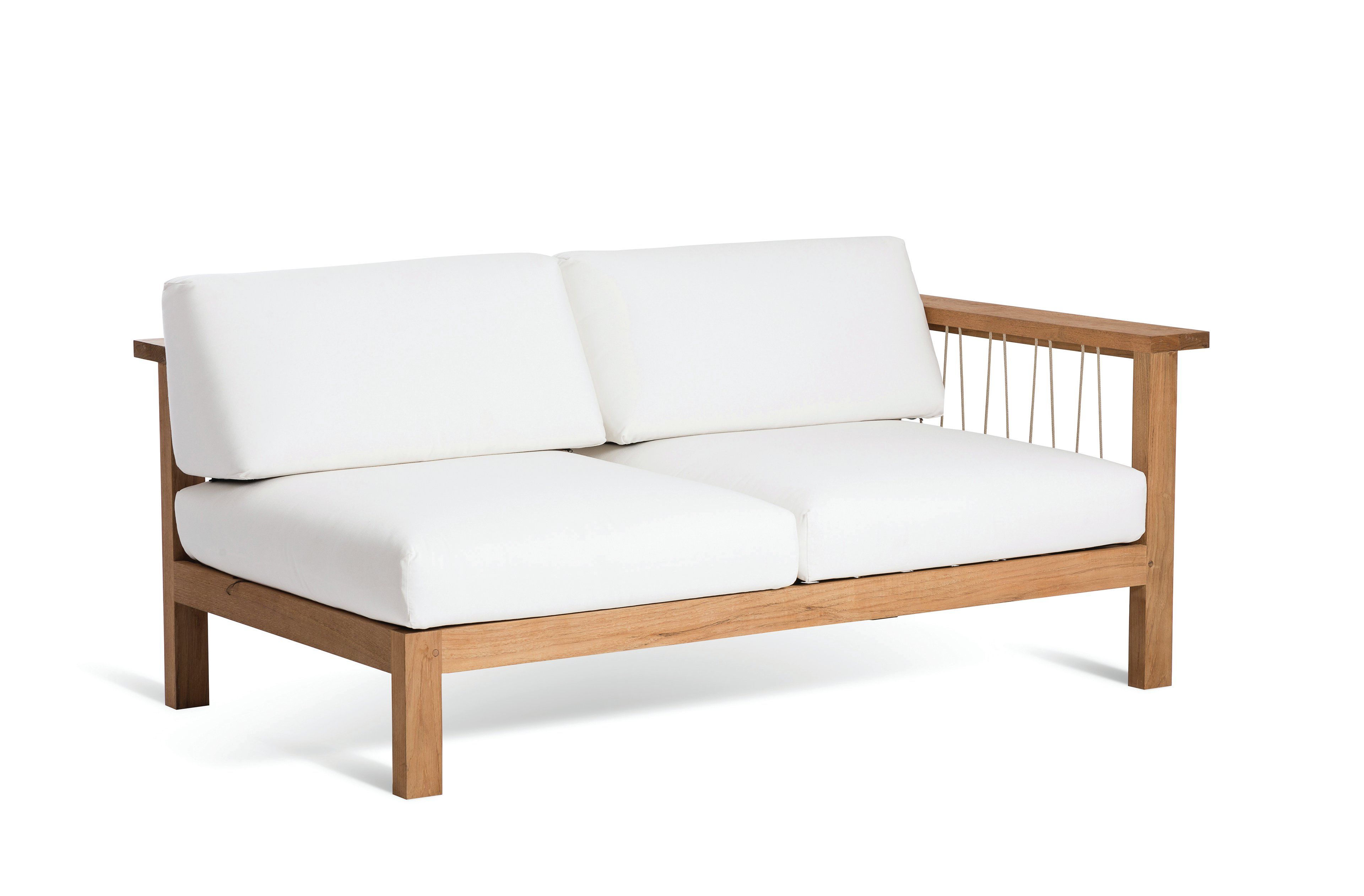 Latest Maro Teak Left Arm Loveseat With Sunbrella Cushions With Mansfield Teak Loveseats With Cushion (View 6 of 20)