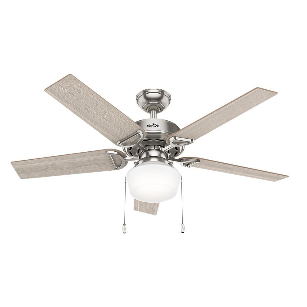 Loki 4 Blade Led Ceiling Fans For Fashionable Hunter Viola 52 In. Led Indoor Brushed Nickel Ceiling Fan With Light Kit (Photo 20 of 20)