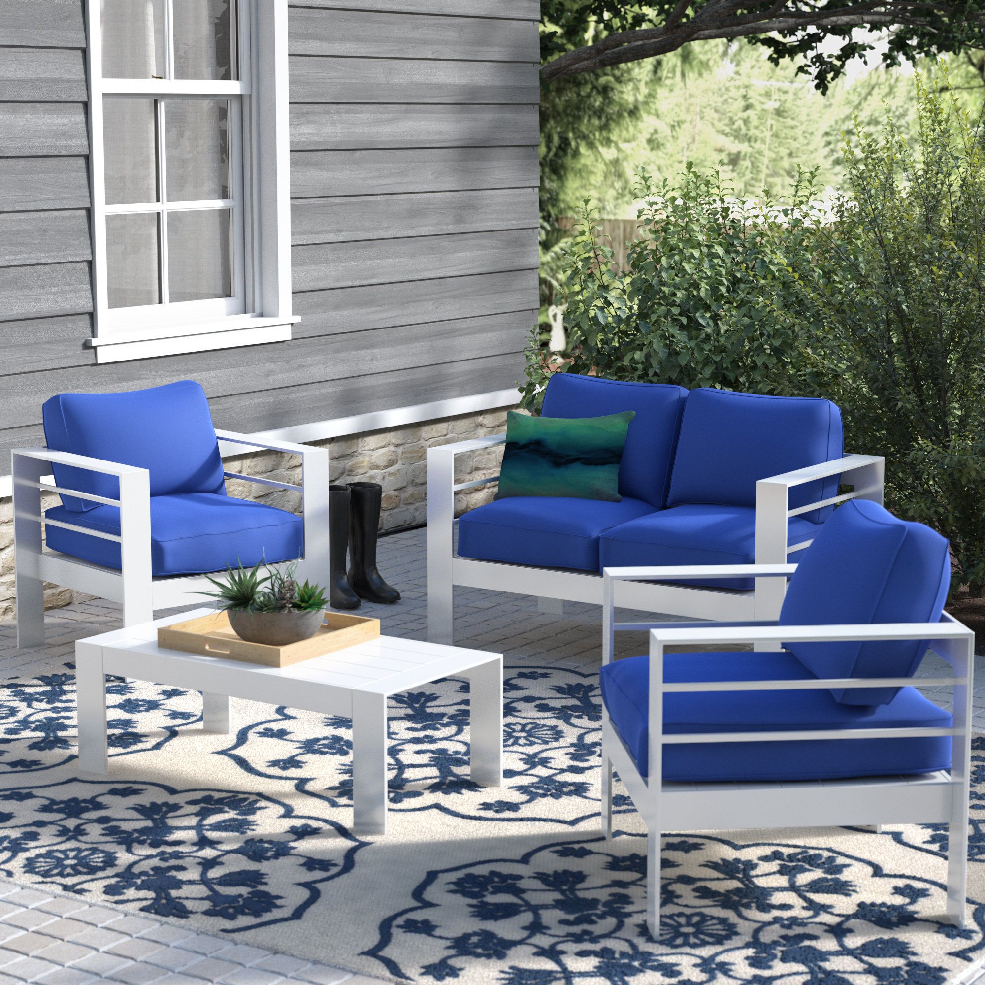 Michal 4 Piece Sofa Seating Group With Cushions Intended For Famous Michal Patio Sofas With Cushions (View 1 of 20)
