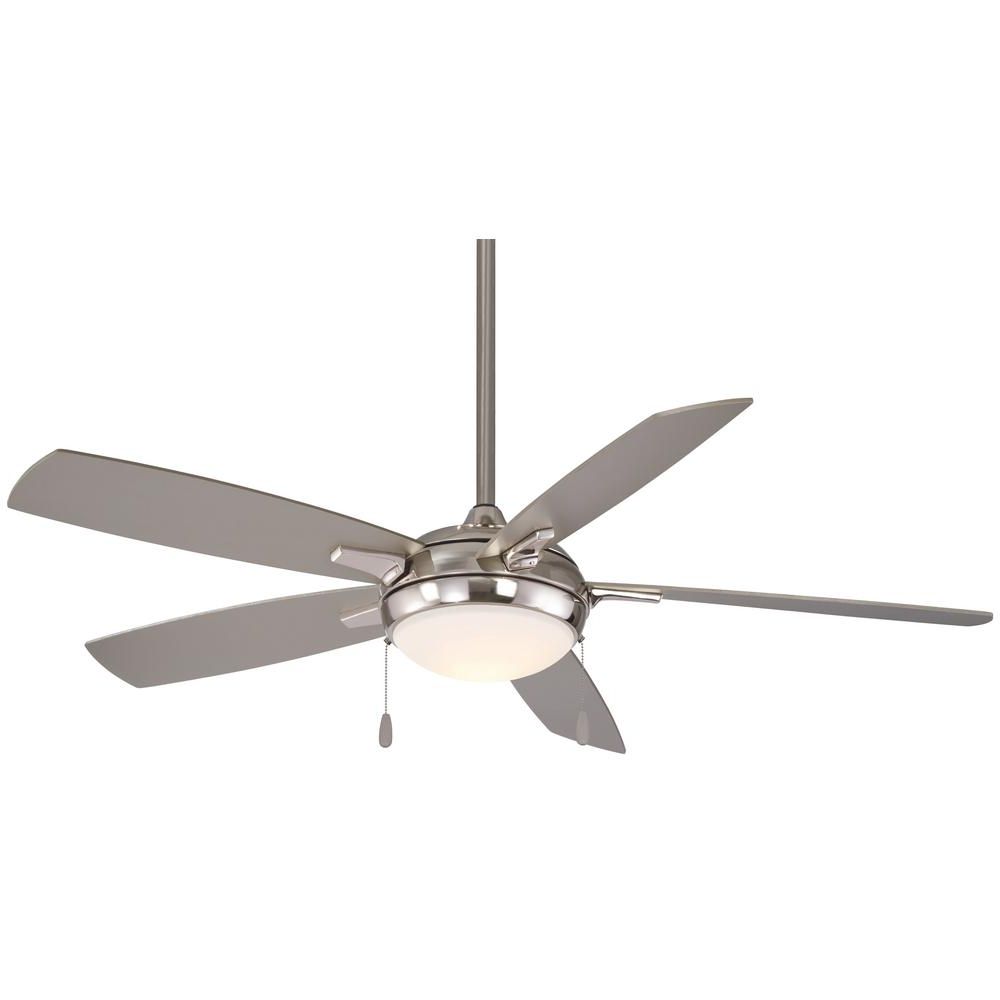 Minka Aire Lun Aire 54 In. Integrated Led Indoor Brushed Nickel Ceiling Fan  With Light Regarding Well Known Raptor 5 Blade Ceiling Fans (Photo 11 of 20)