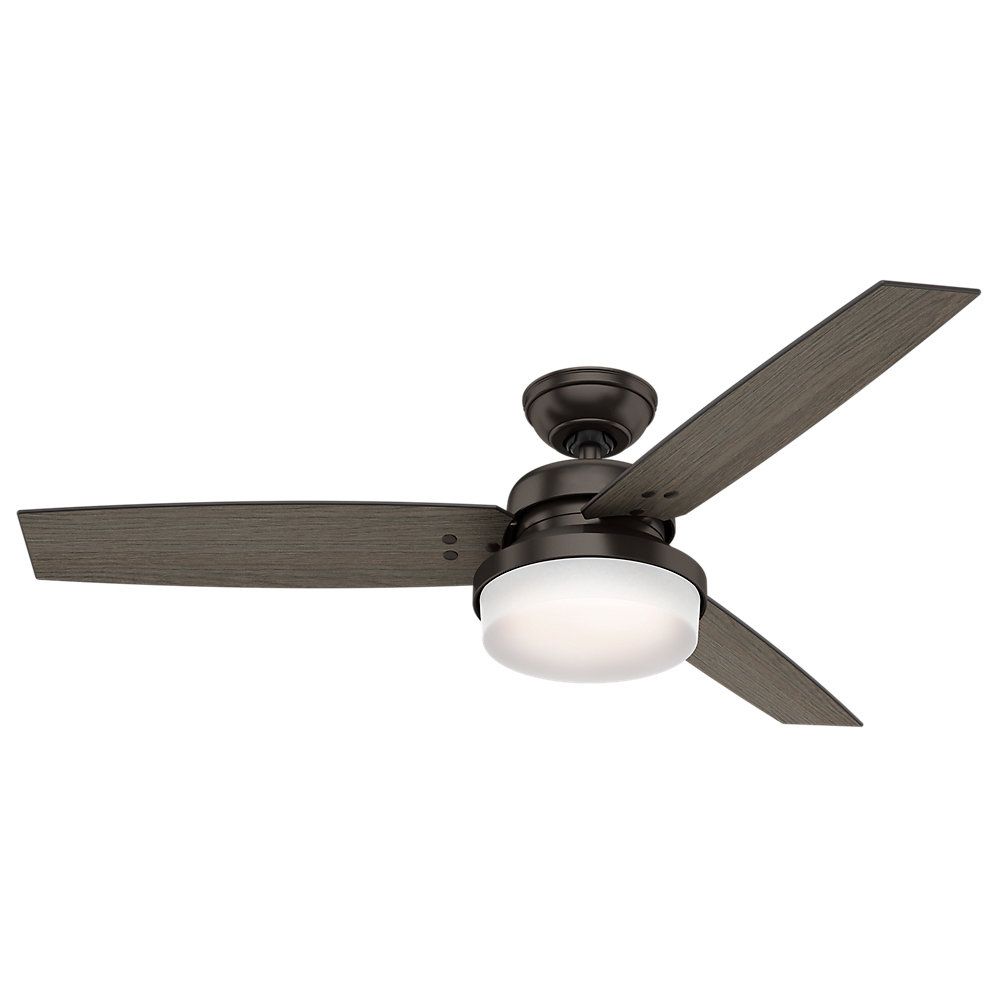 Most Current 52" Sentinel 3 Blade Led Ceiling Fan With Remote, Light Kit Included In Heskett 3 Blade Led Ceiling Fans (View 5 of 20)