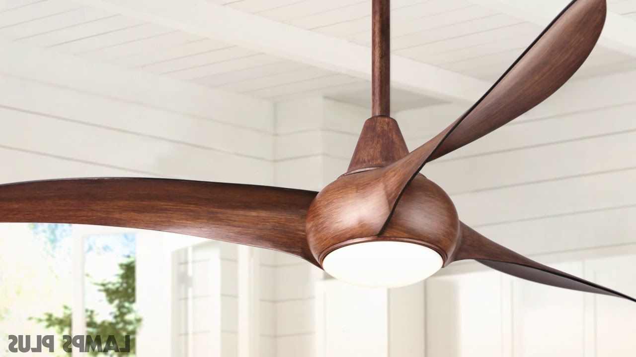 Most Popular 52" Minka Aire Light Wave Distressed Koa Ceiling Fan Regarding Wave 3 Blade Led Ceiling Fans With Remote (View 12 of 20)