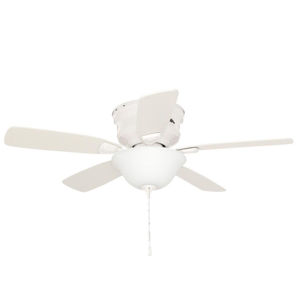 Most Recent Hunter Low Profile 48 In. Indoor White Ceiling Fan With Light Kit With Low Profile Iv 5 Blade Ceiling Fans (Photo 18 of 20)