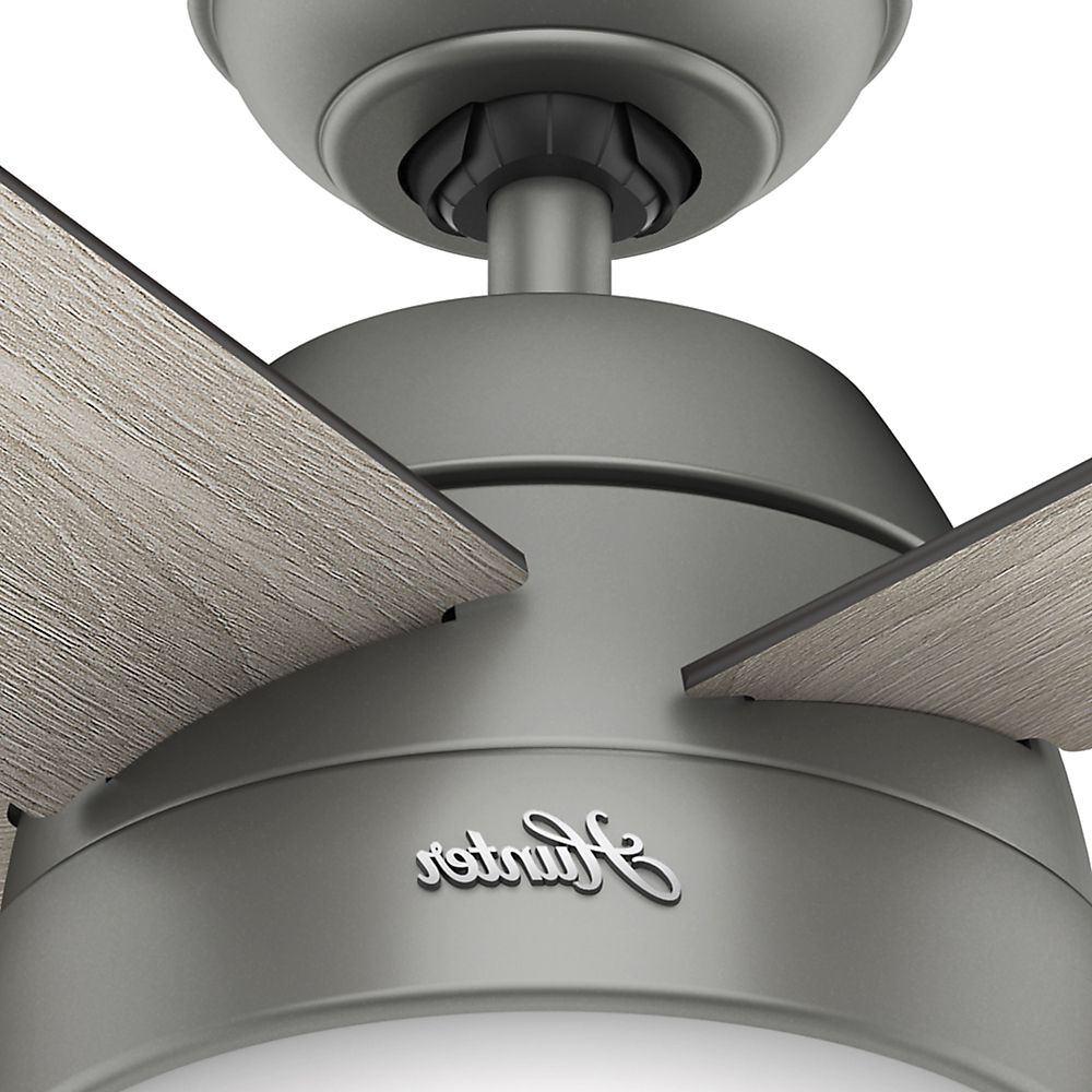 Most Recently Released Hunter 46" Anslee Matte Silver Ceiling Fan With Light In Anslee 5 Blade Ceiling Fans (Photo 10 of 20)