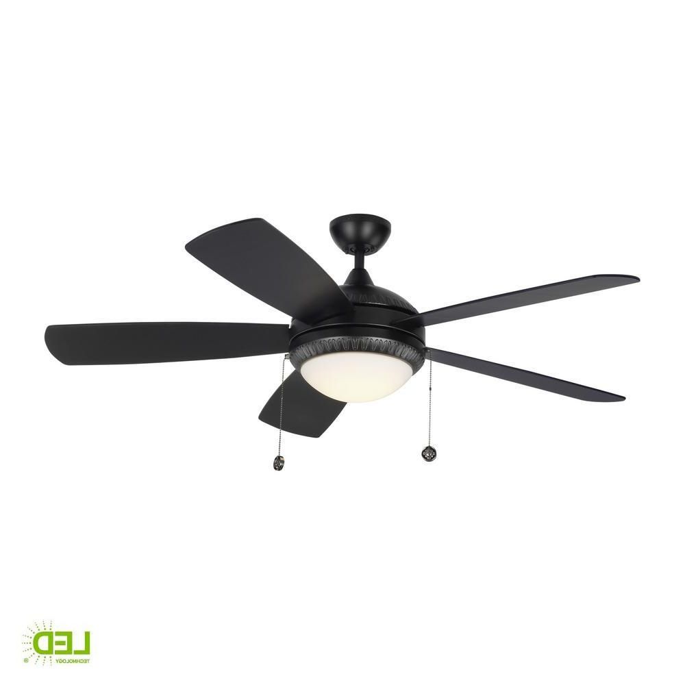 Most Up To Date Monte Carlo Discus Ornate 52 In. Led Indoor Matte Black With Regard To Theron Catoe 3 Blade Ceiling Fans (Photo 20 of 20)