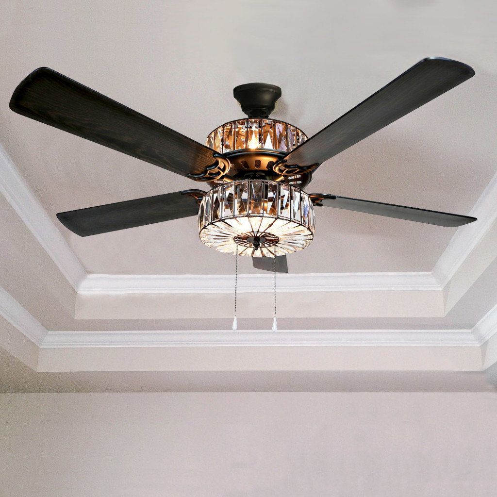 Featured Photo of 20 Collection of Caged Crystal 5-blade Ceiling Fans