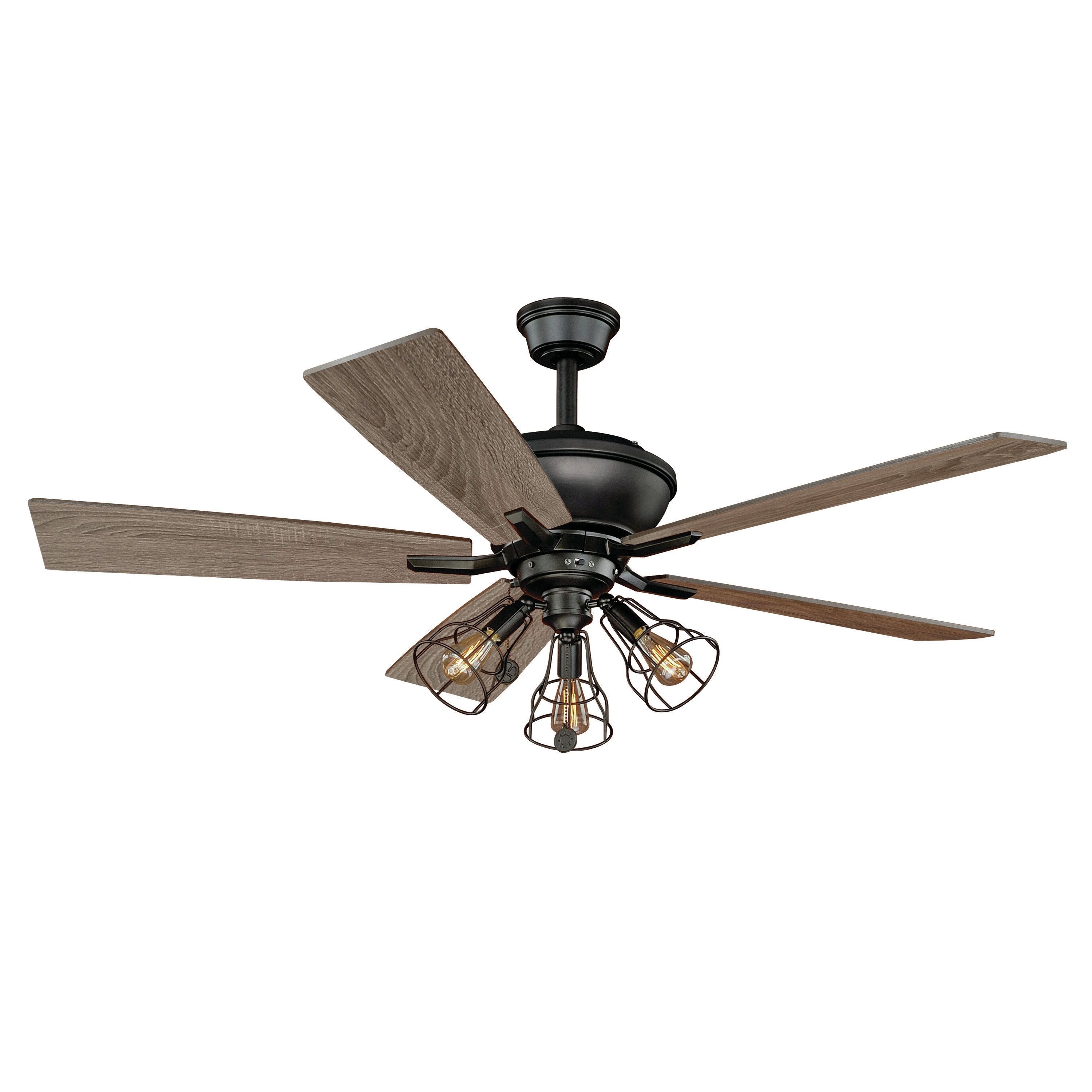 Newest 52" Clybourn 5 Blade Ceiling Fan Within Hamlett 5 Blade Ceiling Fans (View 4 of 20)