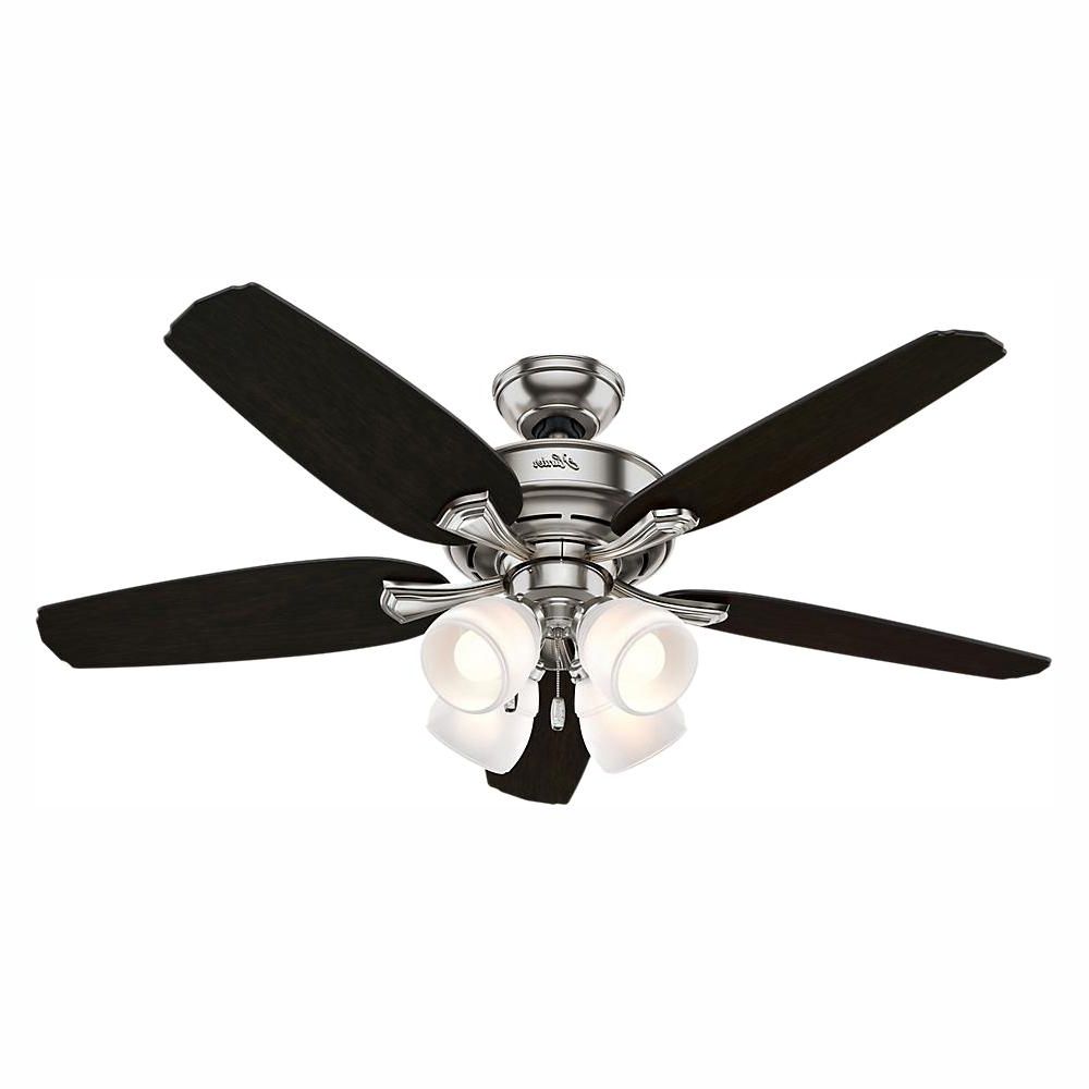Newest Hunter Channing 52 In. Indoor Led Brushed Nickel Ceiling Fan With Light Pertaining To Nikki 3 Blade Ceiling Fans (Photo 16 of 20)