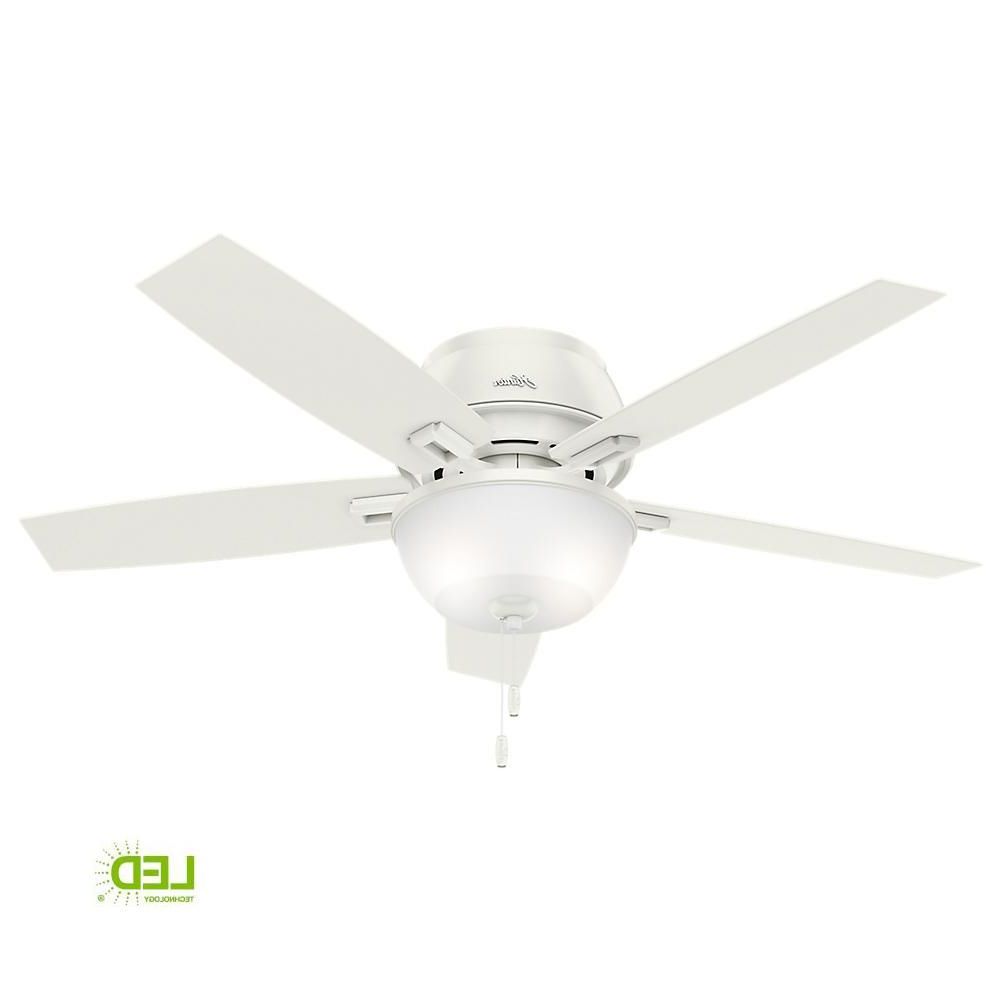 Newest Hunter Donegan 52 In. Led Indoor Low Profile Fresh White Throughout Donegan 5 Blade Led Ceiling Fans (Photo 5 of 20)