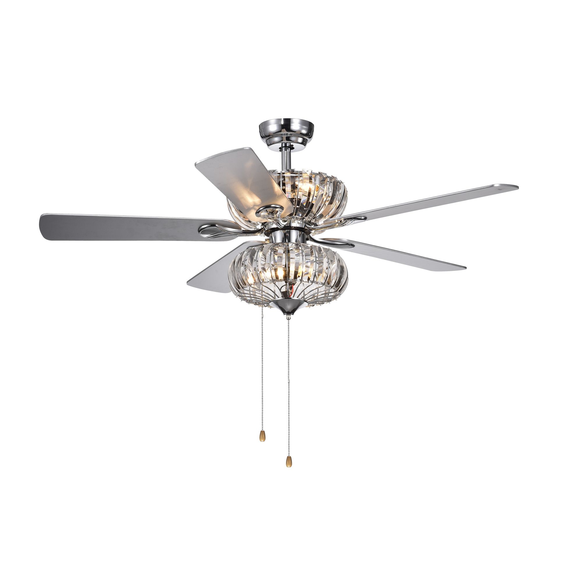 Newest Kyana 6 Light Crystal 5 Blade 52 Inch Chrome Ceiling Fan Regarding Jules 6 Blade Ceiling Fans (View 5 of 20)