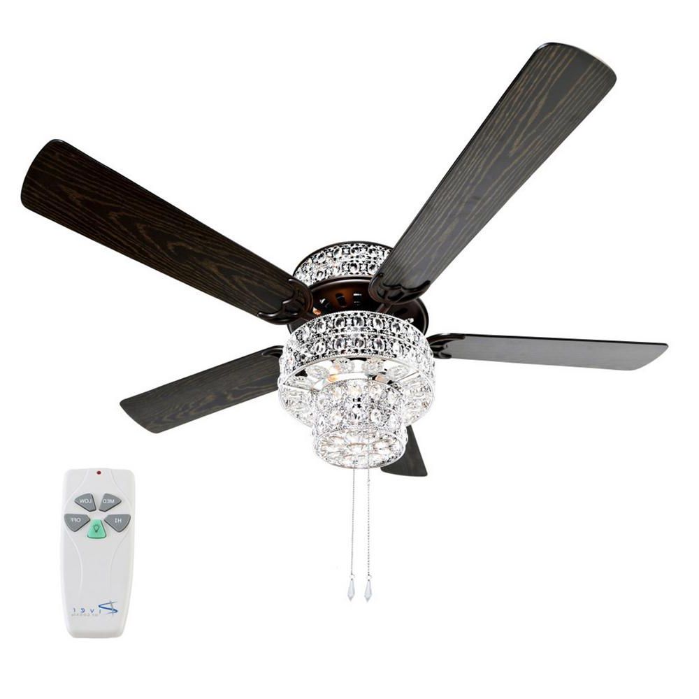 Newest Tibuh Punched Metal Crystal 5 Blade Ceiling Fans With Remote Intended For River Of Goods 52 In. Silver Punched Metal Ceiling Fan (Photo 1 of 20)
