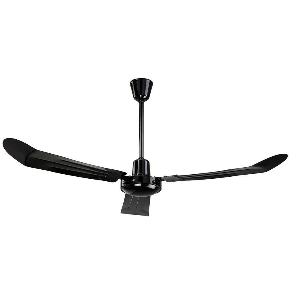 Sea Wind 5 Blade Ceiling Fans Inside Favorite Industrial 48 In. Indoor Loose Wire Black Ceiling Fan With 3 Metal Blades  And 16 In. Downrod (Photo 14 of 20)