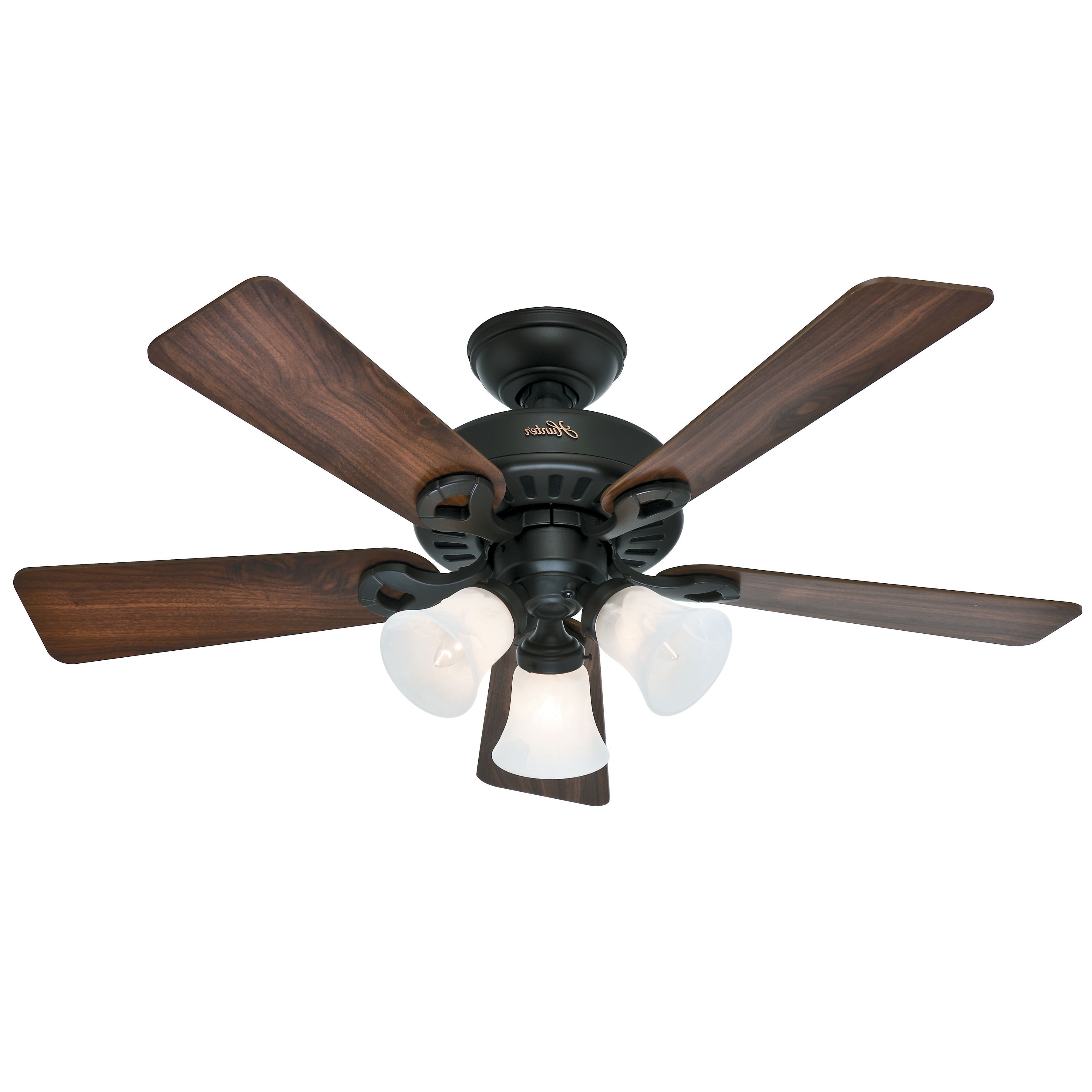 Sea Wind 5 Blade Ceiling Fans With Well Liked Hunter Fan 44" New Bronze Finish Ceiling Fan With Walnut (View 7 of 20)