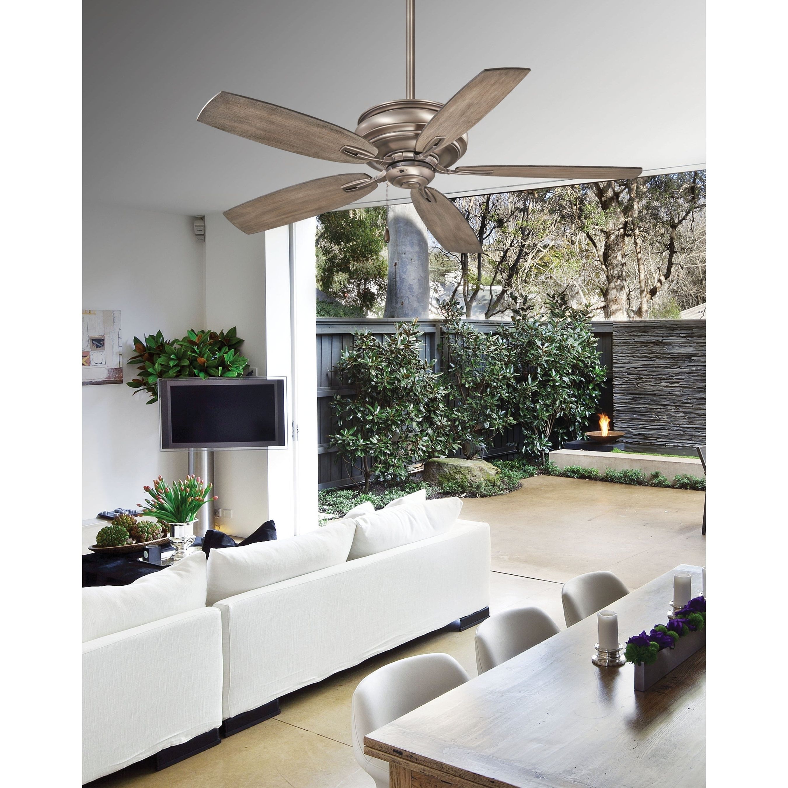 Timeless 5 Blade Ceiling Fans Within Famous Timeless Ceiling Fan In Burnished Nickel Finish W/ Seashore Grey Blades Minka Aire – N/a (Photo 7 of 20)